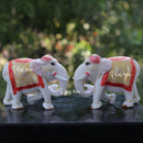 White Ethiopia Marble Elephant Statue | 9 Inch
