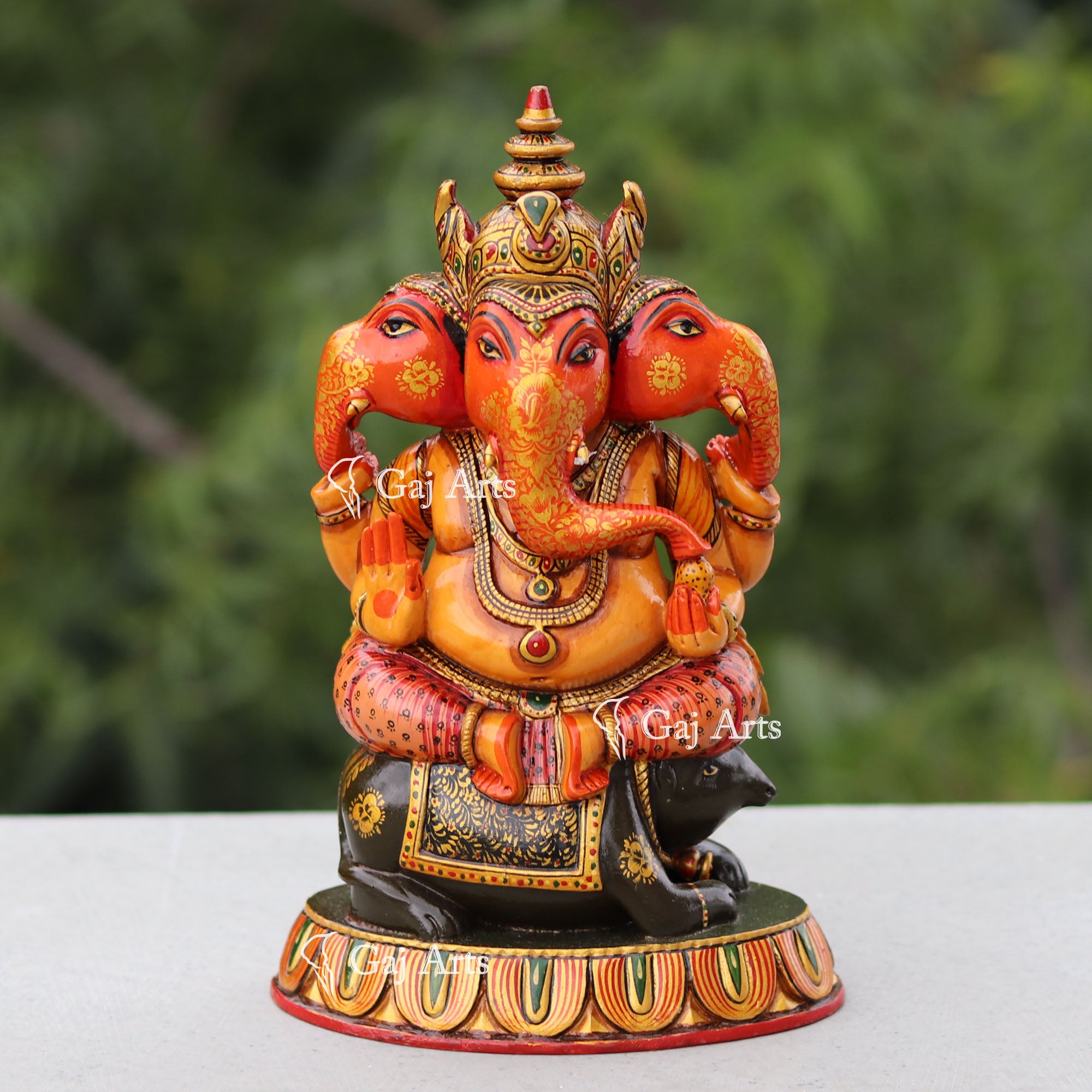 Handcrafted Wooden Ganesh Statue | 9 Inch