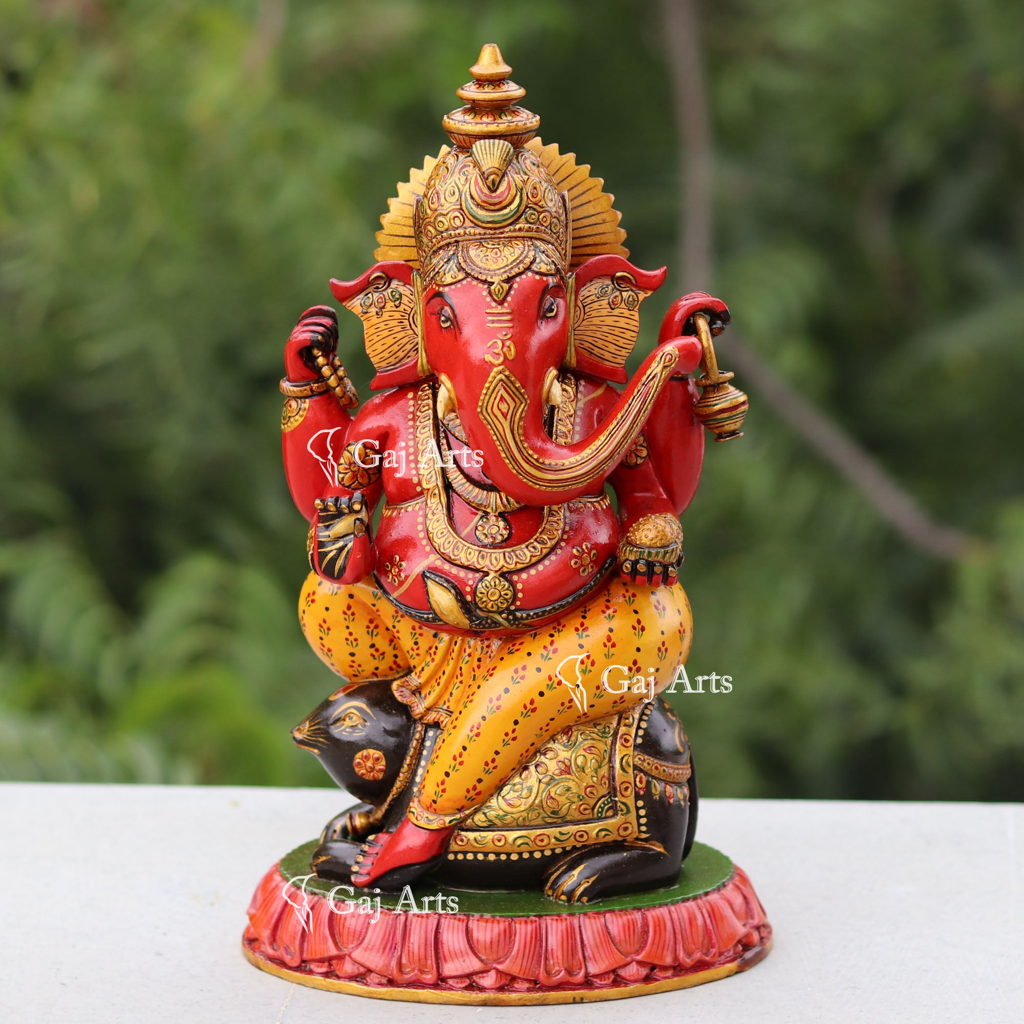 Handcrafted Wooden Ganesh Statue | 12 Inch