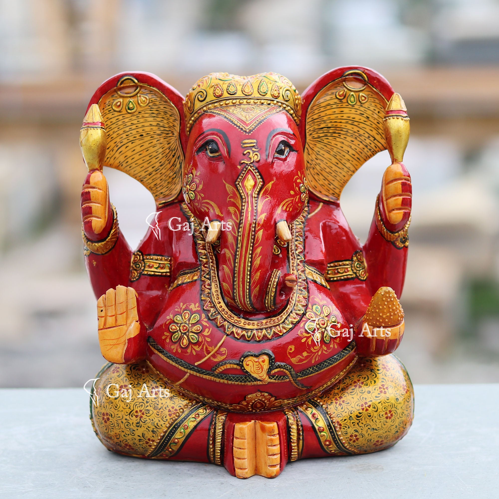 Handcrafted Wooden Ganesh Statue | 8 Inch