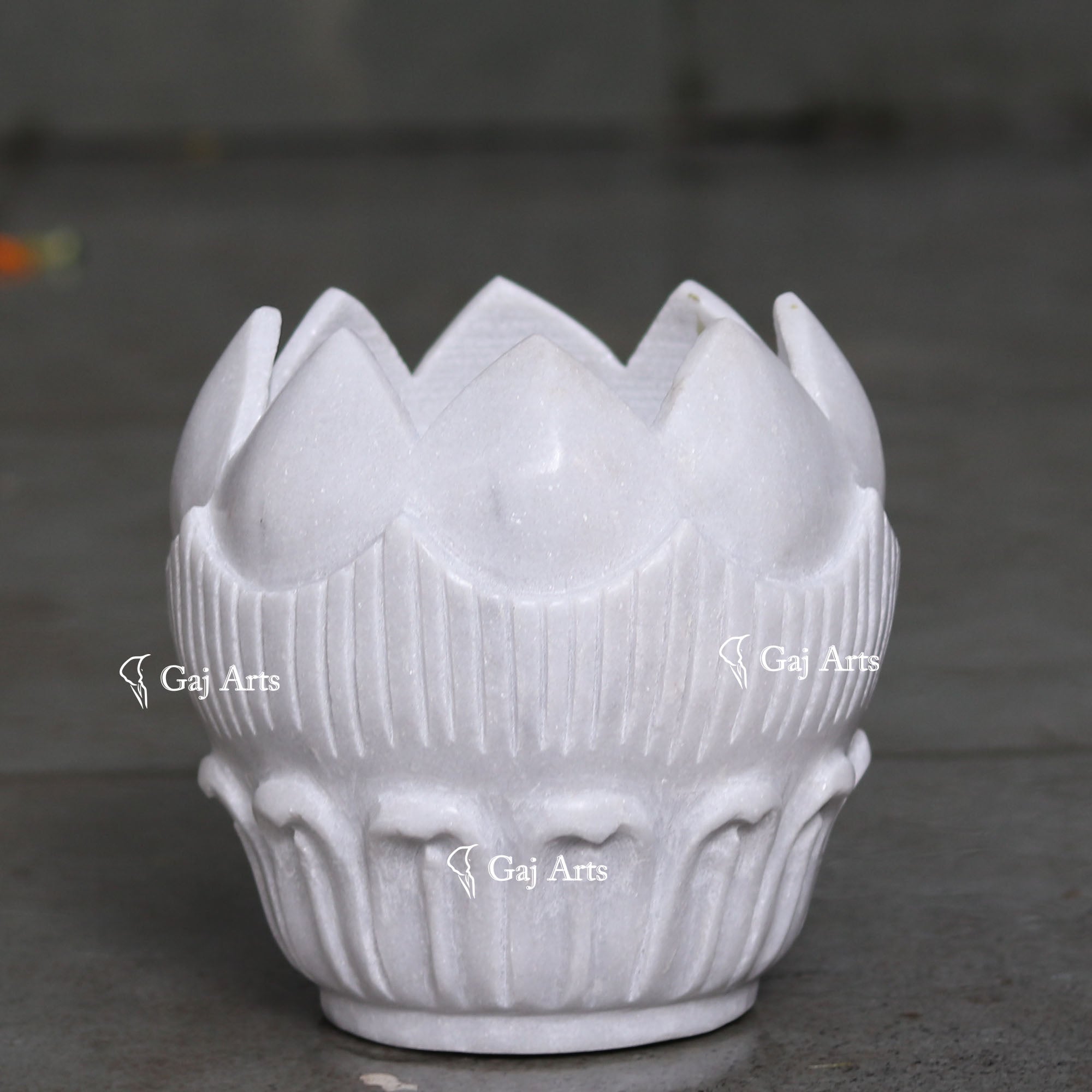 Elegant White Marble Floral Bowl | 6 Inch