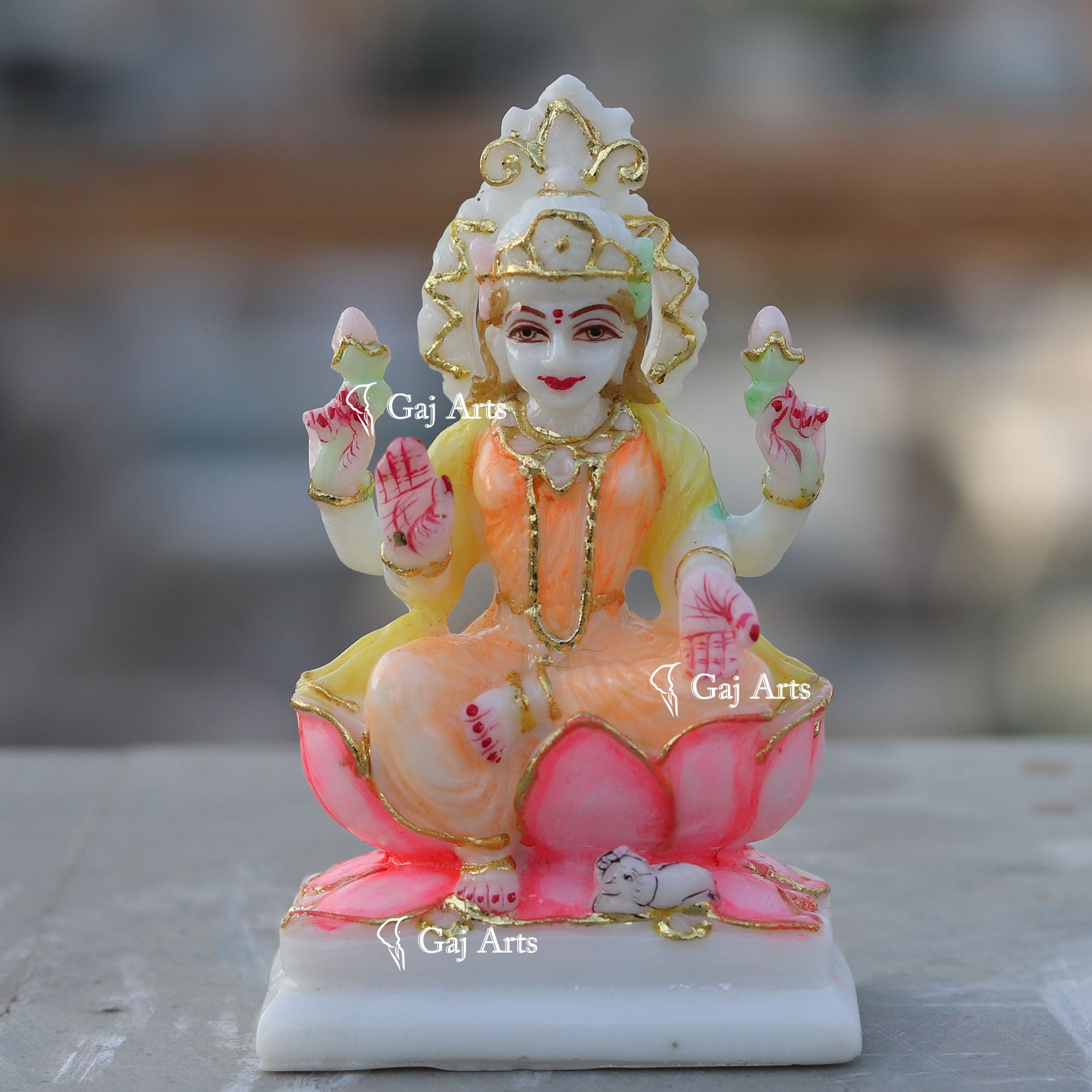 White Marble Ethiopia Lakshmi Mata Idol | 4 Inch