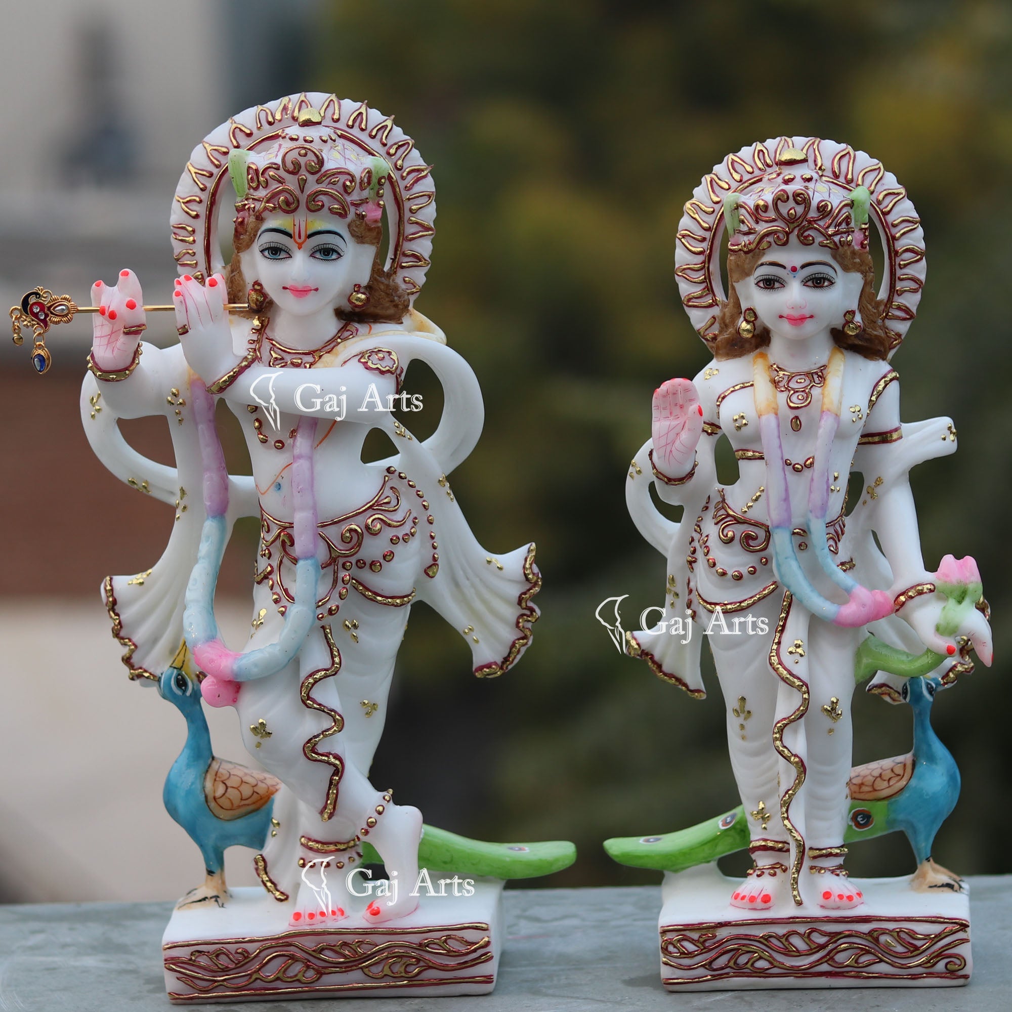 Radha Krishna Idol 12 Inch | White Marble
