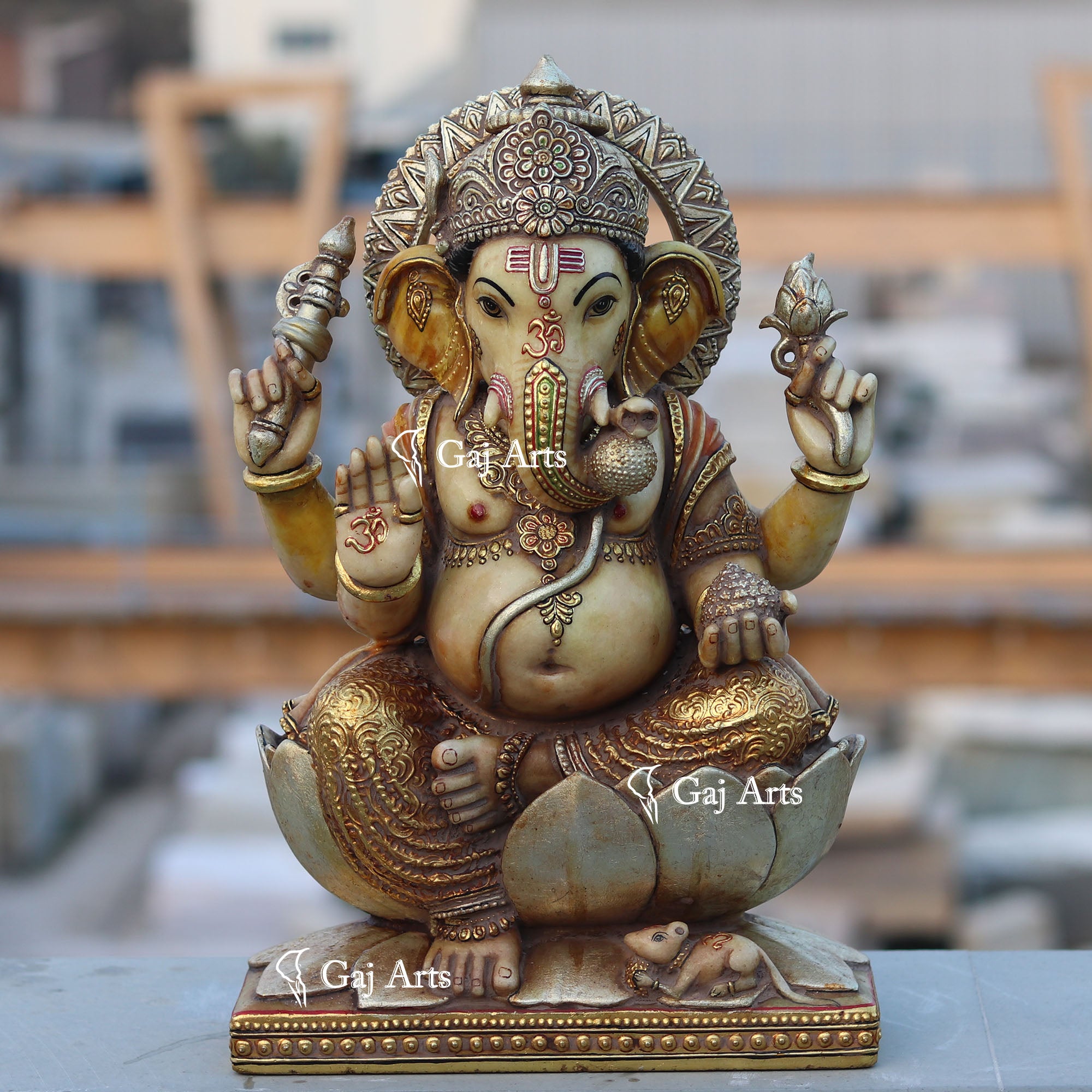 Super White Makrana Marble Ganesh Idol | 18 Inch