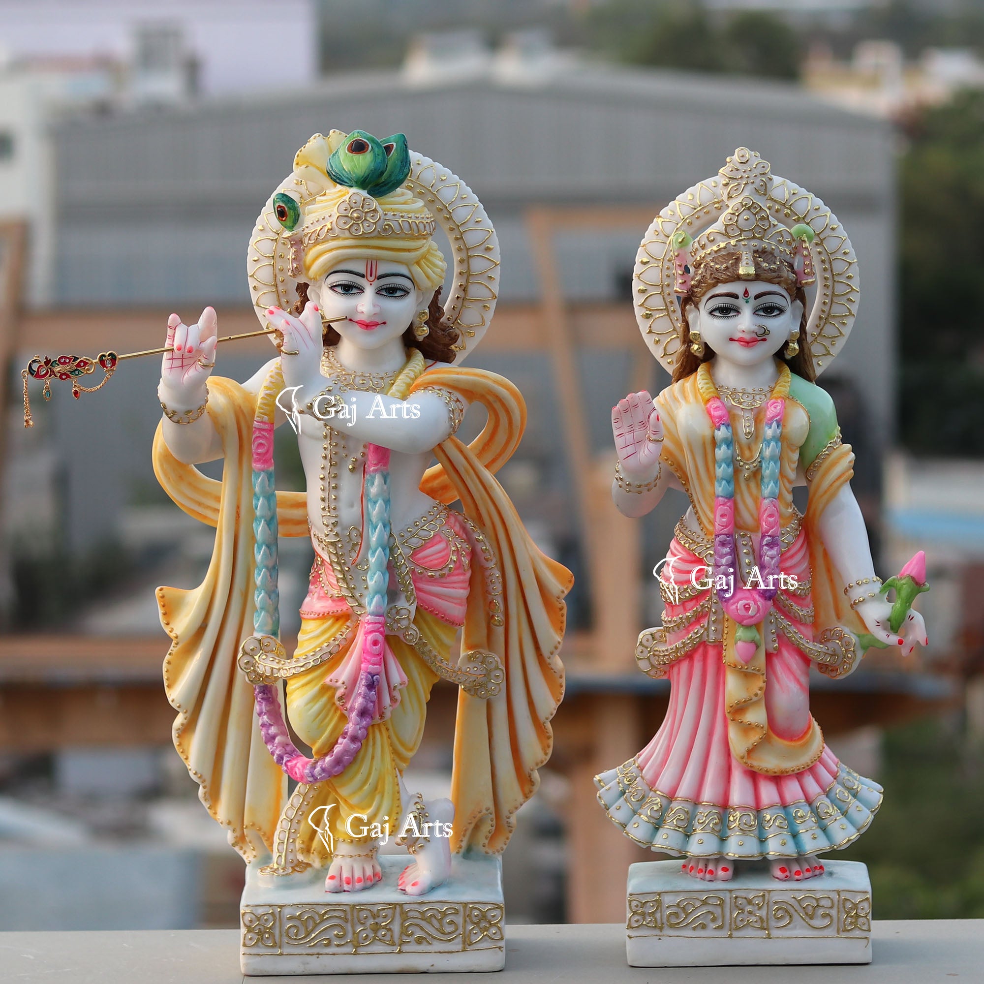 White Marble Ethiopia Radha Krishna Idol | 24 Inch