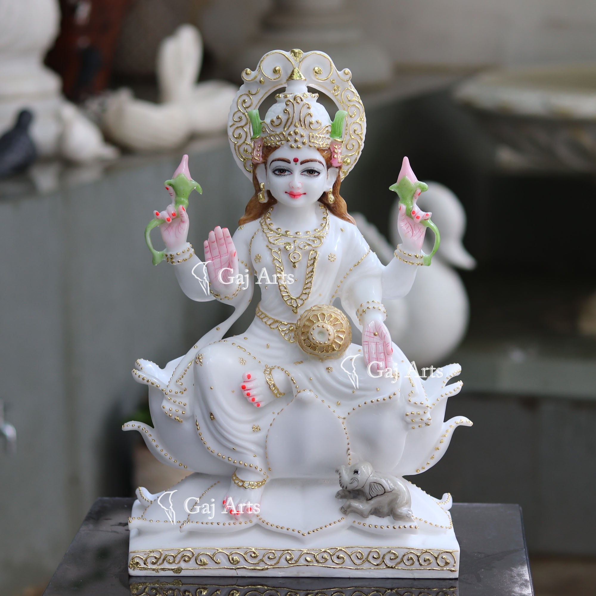White Marble Lakshmi Mata Statue | 18 Inch