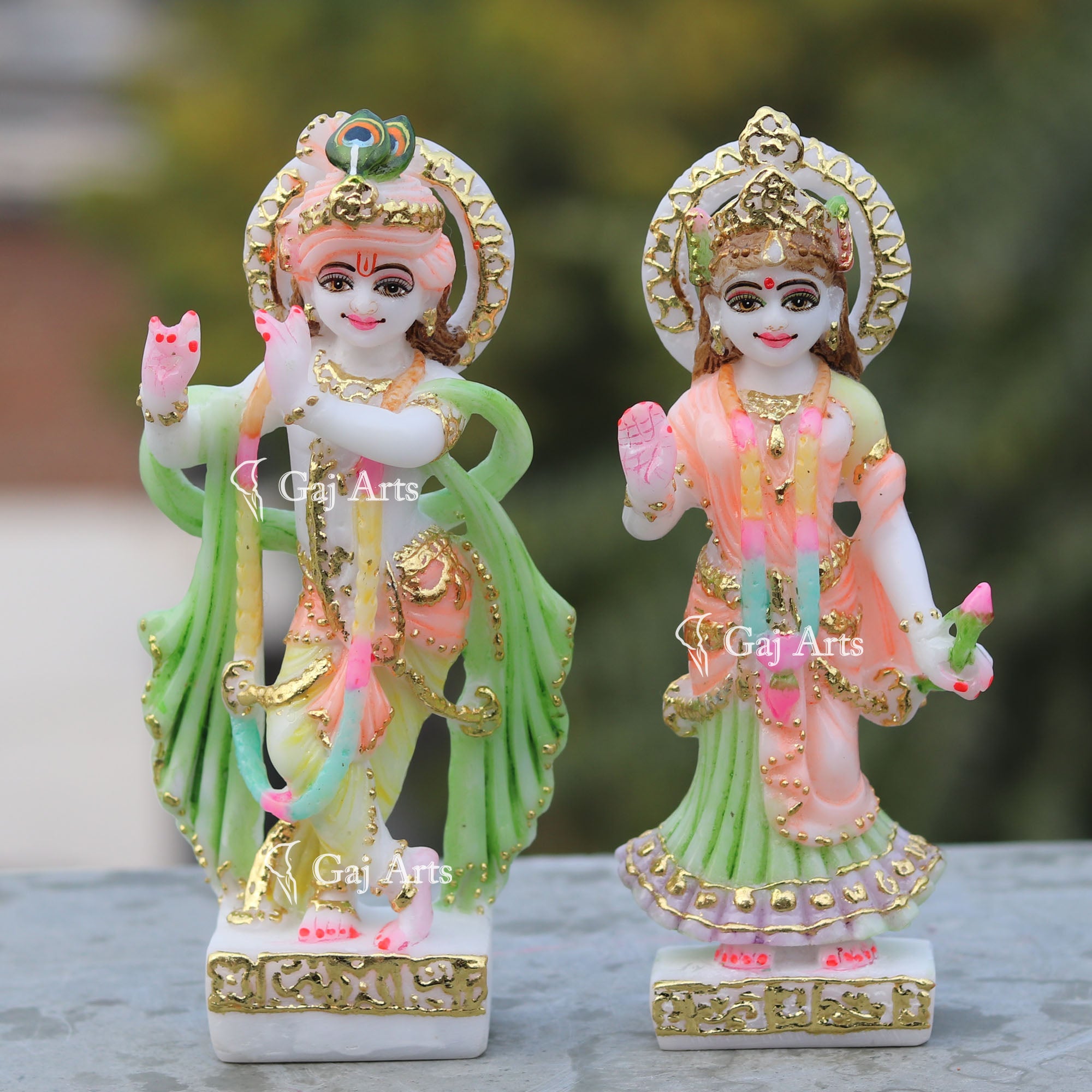 Colourful Standing Radha Krishna Idol | 7 Inch