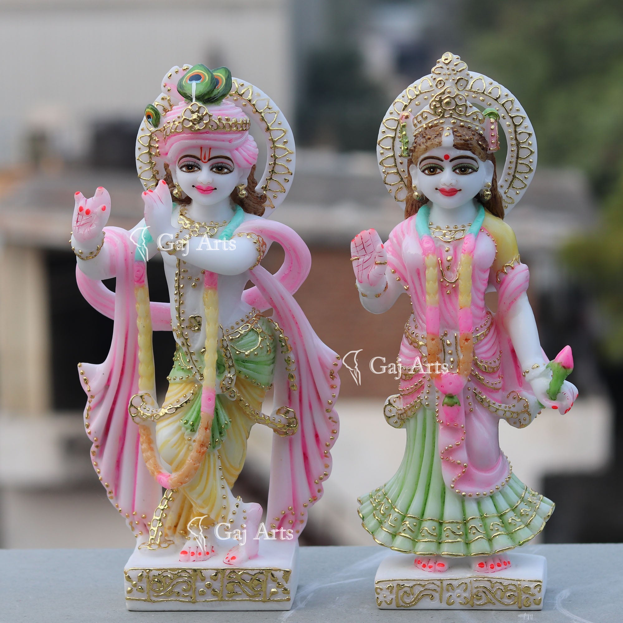 White Marble Radha Krishna Idol | 12 Inch