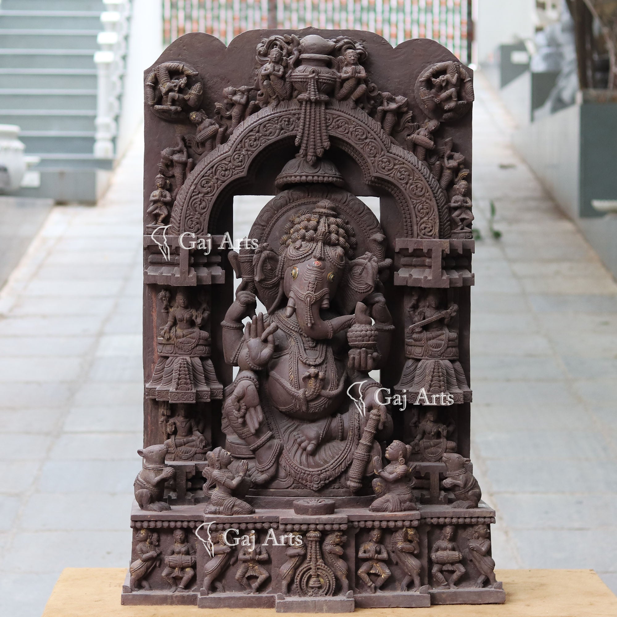 Antique Finish Sandstone Ganesh Statue | 48 Inch