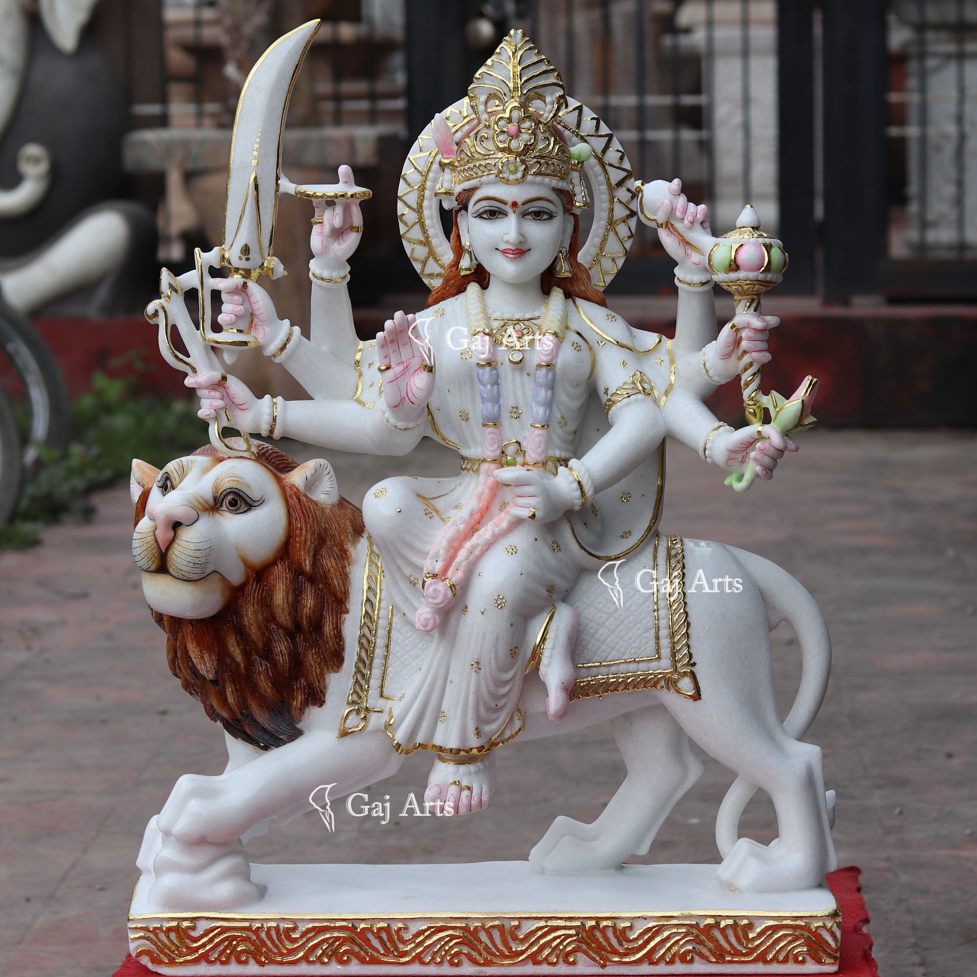 Makrana Marble Durga Mata Idol | 30 Inch