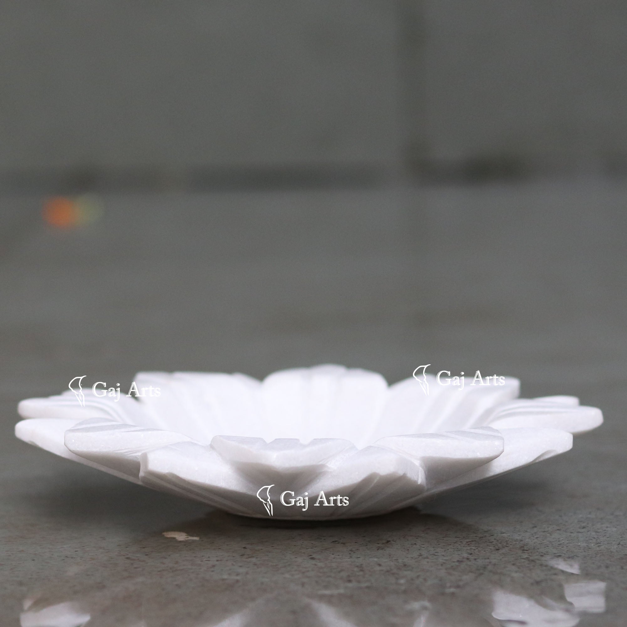 White Marble Floral Display Bowl | 8 Inch