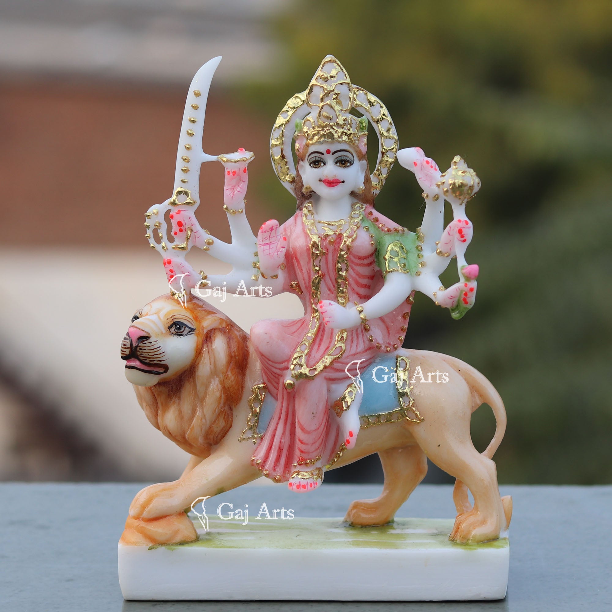 White Marble Durga Maa Idol | 7 Inch