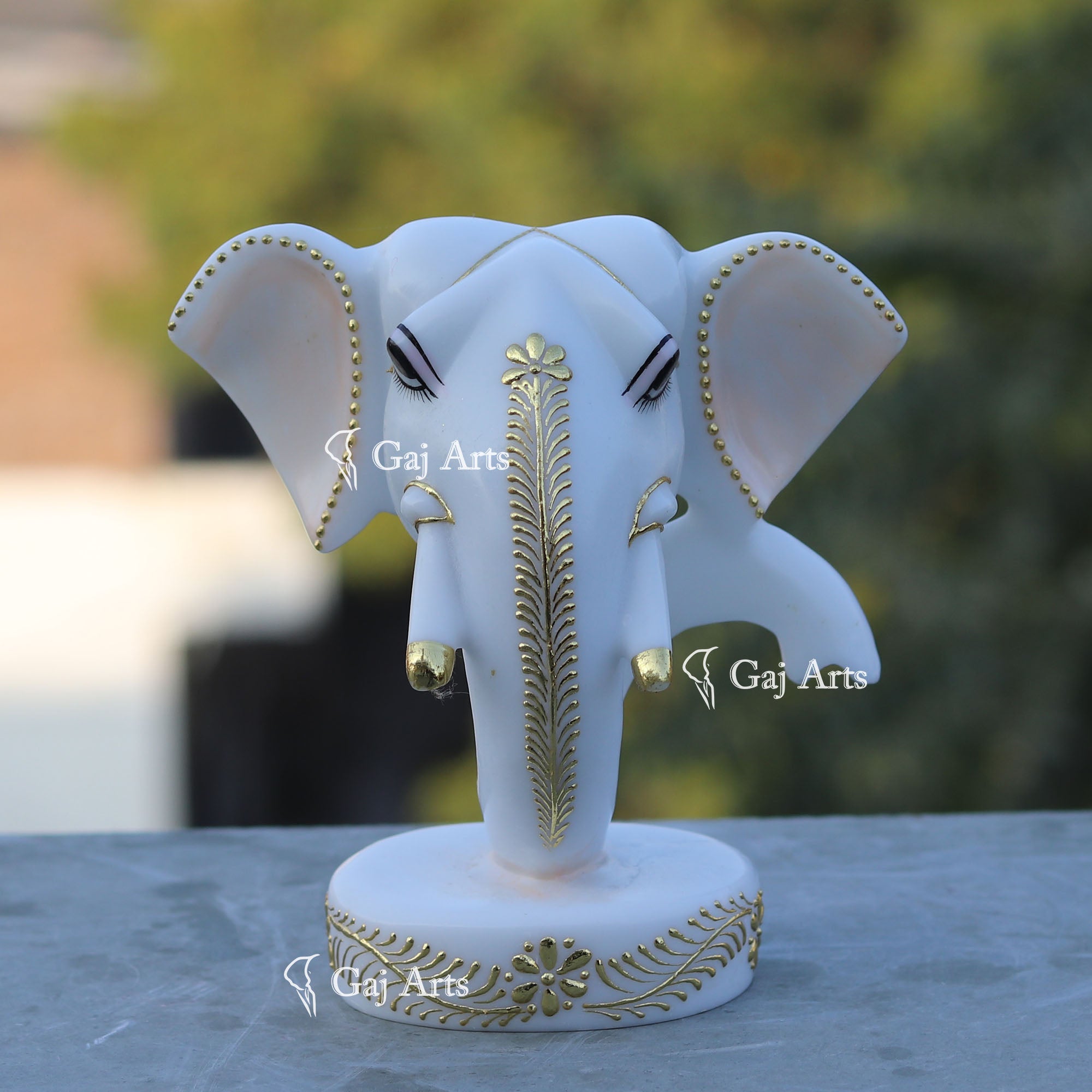 Modern White Marble Ganesh Murti | 6 Inch