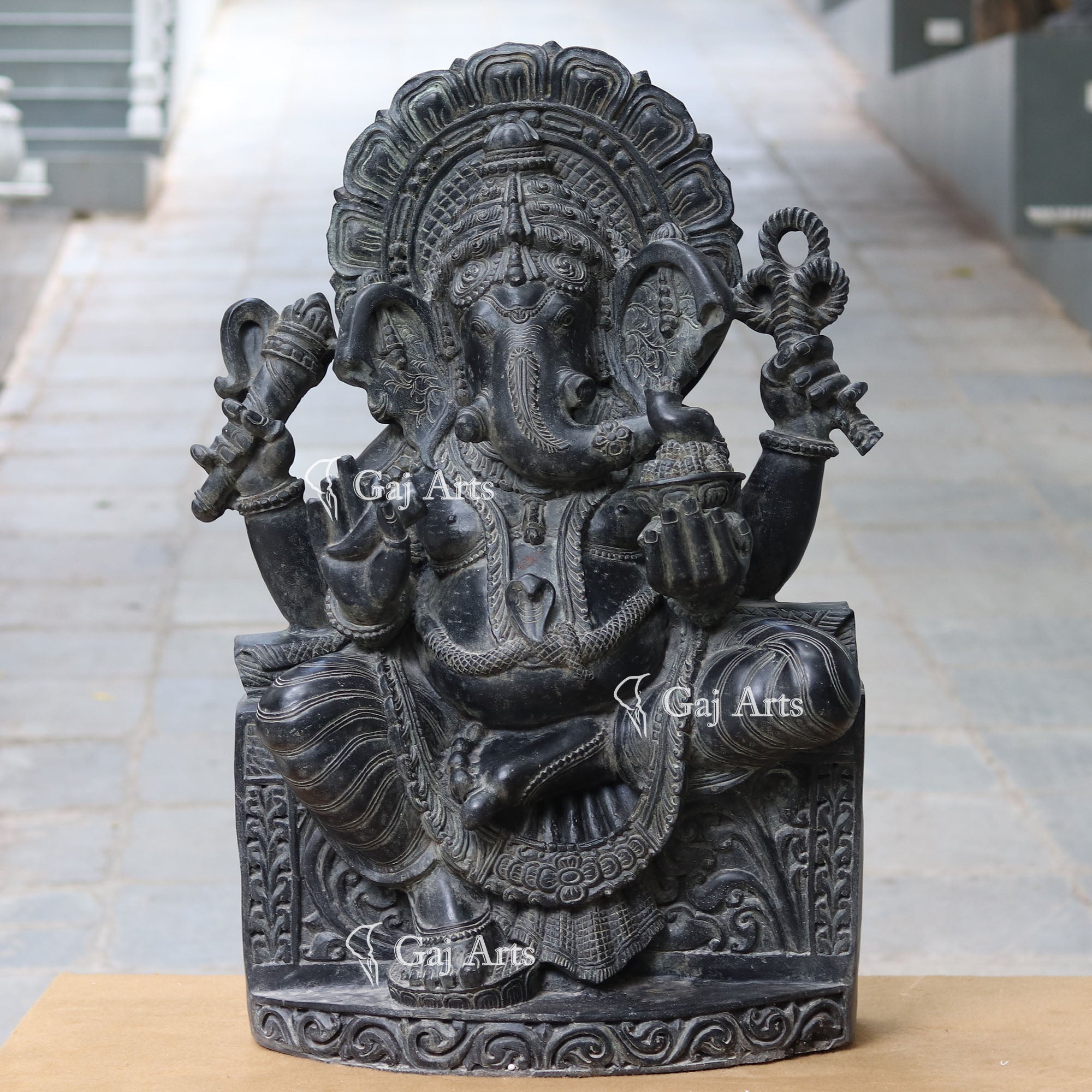 Black Marble Ganesh Statue | 42 Inch