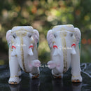 White Ethiopia Marble Elephant Statue | 9 Inch