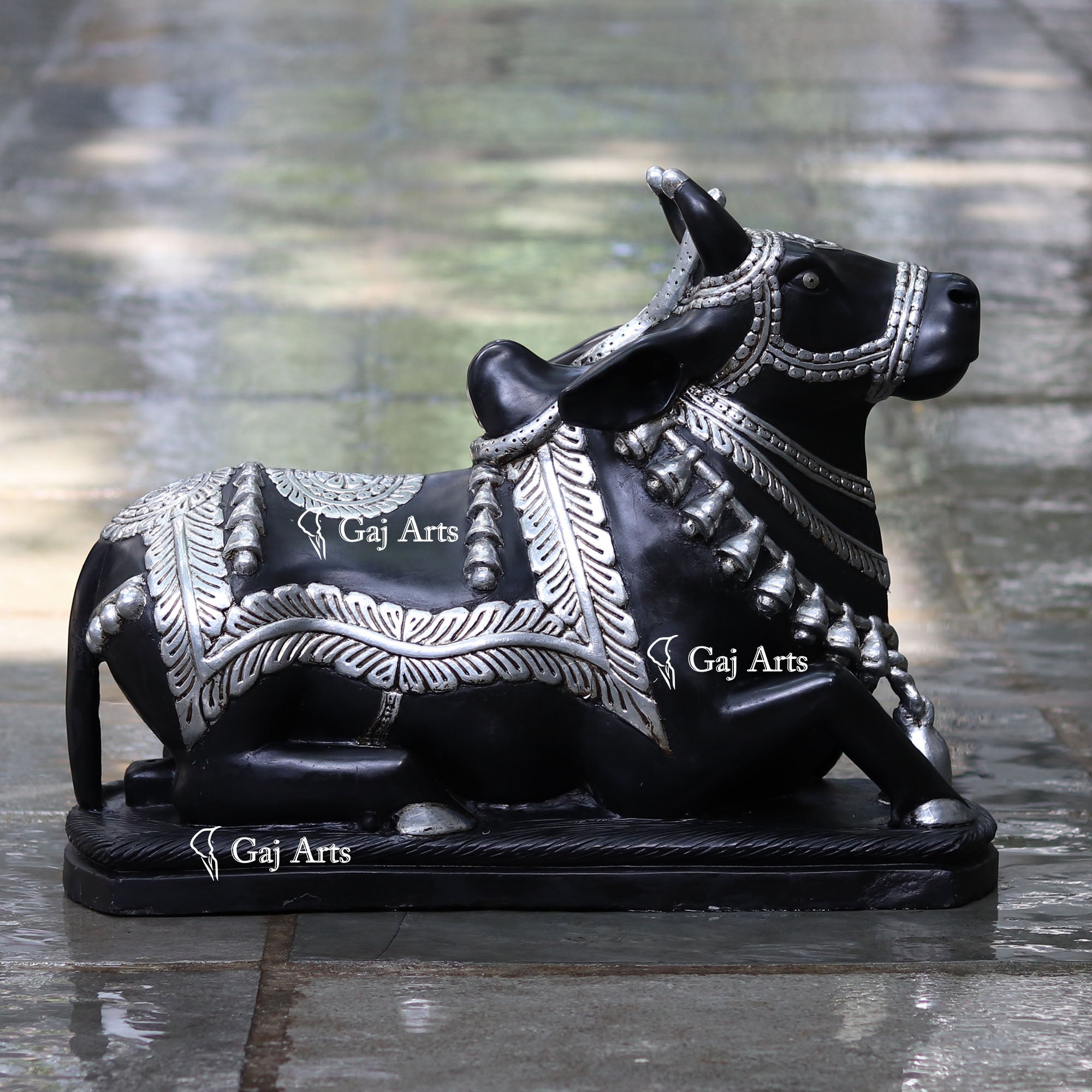 Black Marble Nandi Idol | 24 Inch