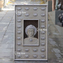White Antique Finish Marble Buddha Wall Panel | 54 Inch