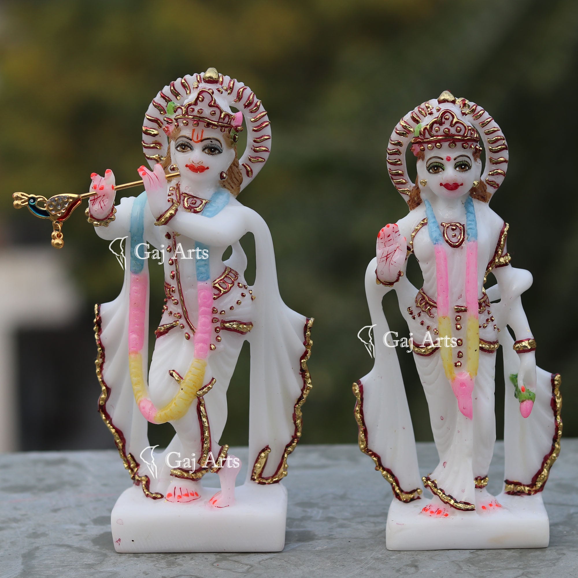 Divine Radha Krishna Idol | 7 Inch | White Marble