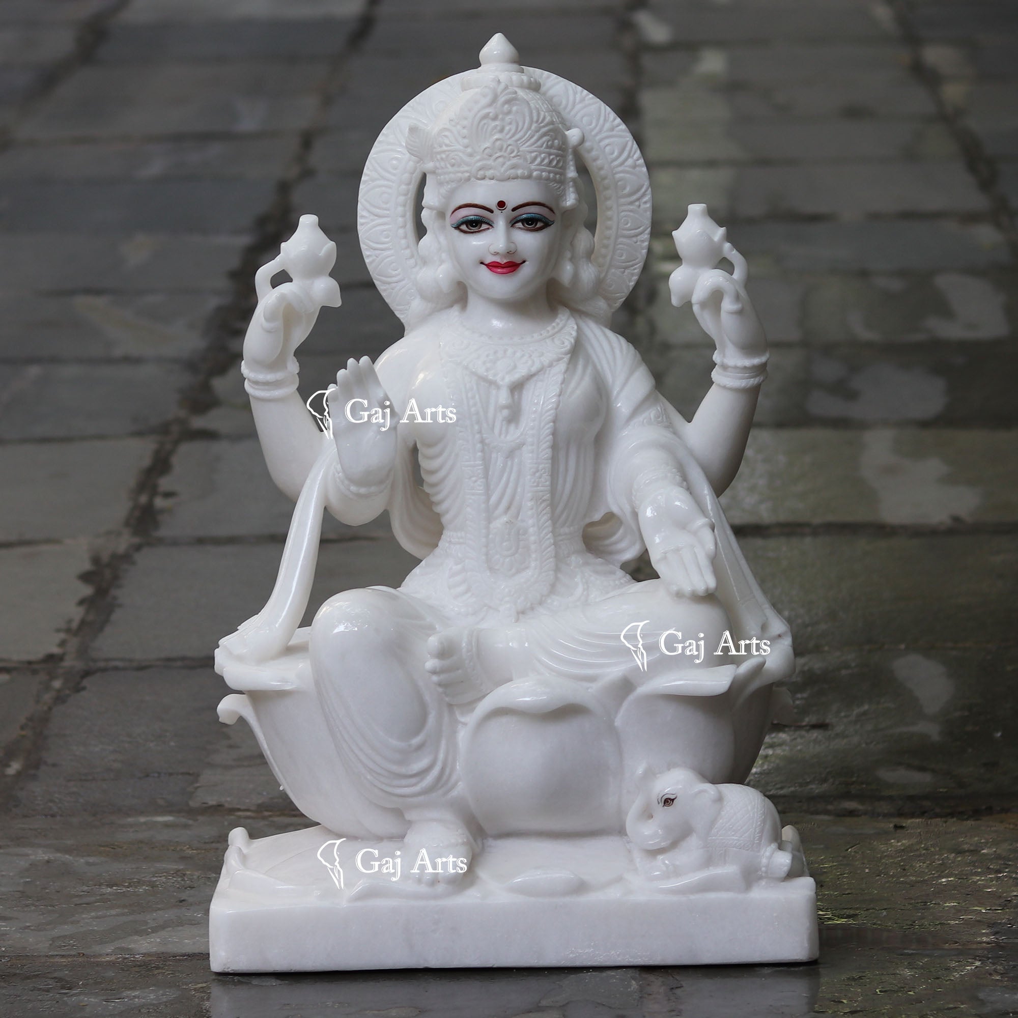 White Marble Lakshmi Mata Murti | 27 Inch