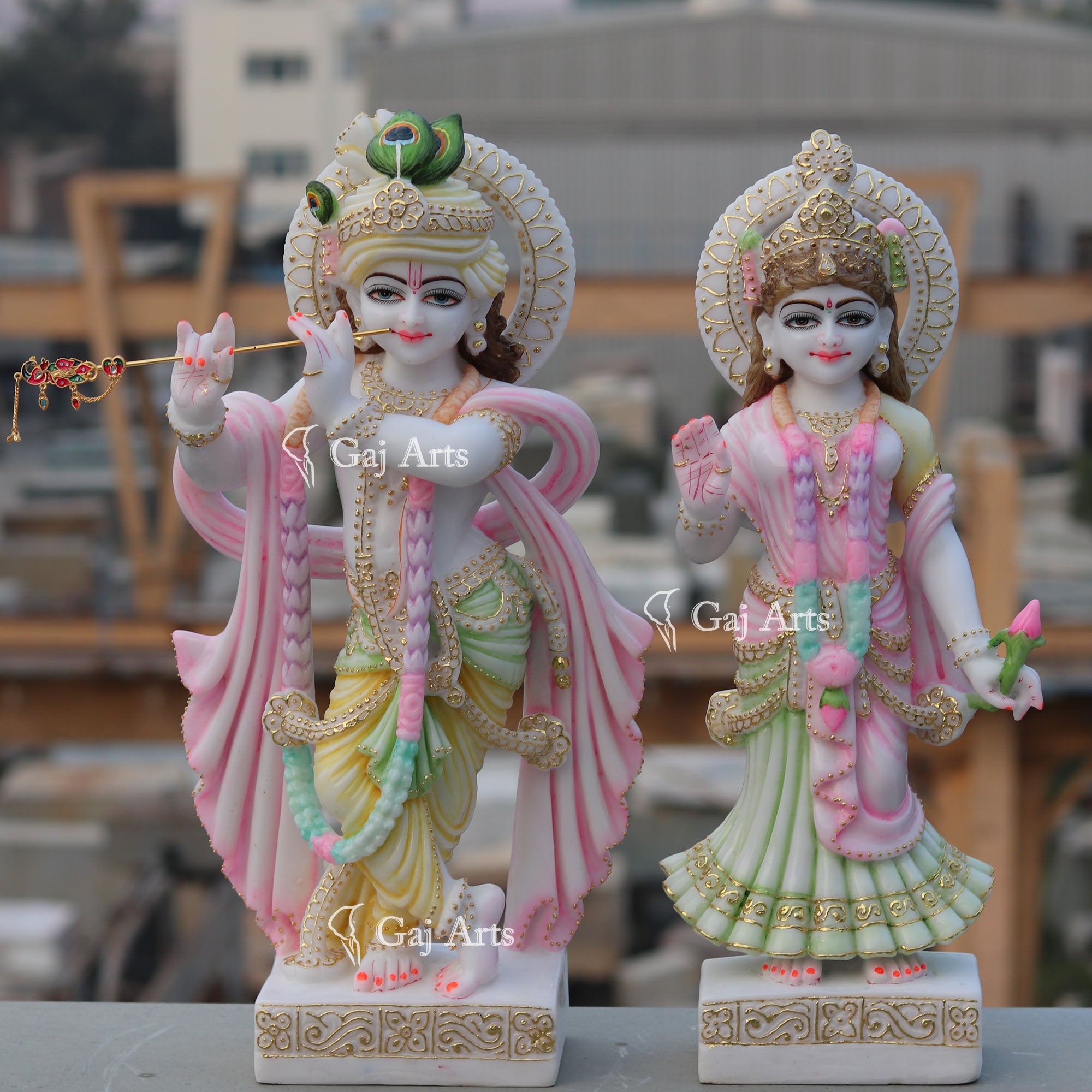 Natural Marble Radha Krishna Statue | 24 Inch