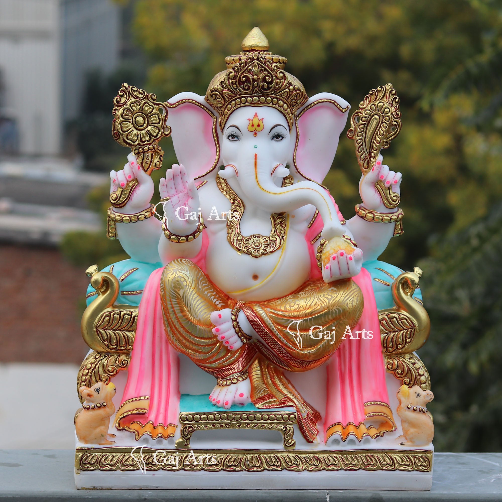 White Marble Ethiopia Ganesh Idol | 24 Inch