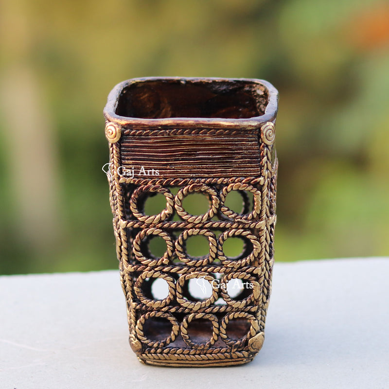 Bastar Dhokra Art  Pen Stand 3"