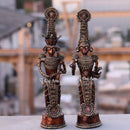 tribal god couple statues 17"