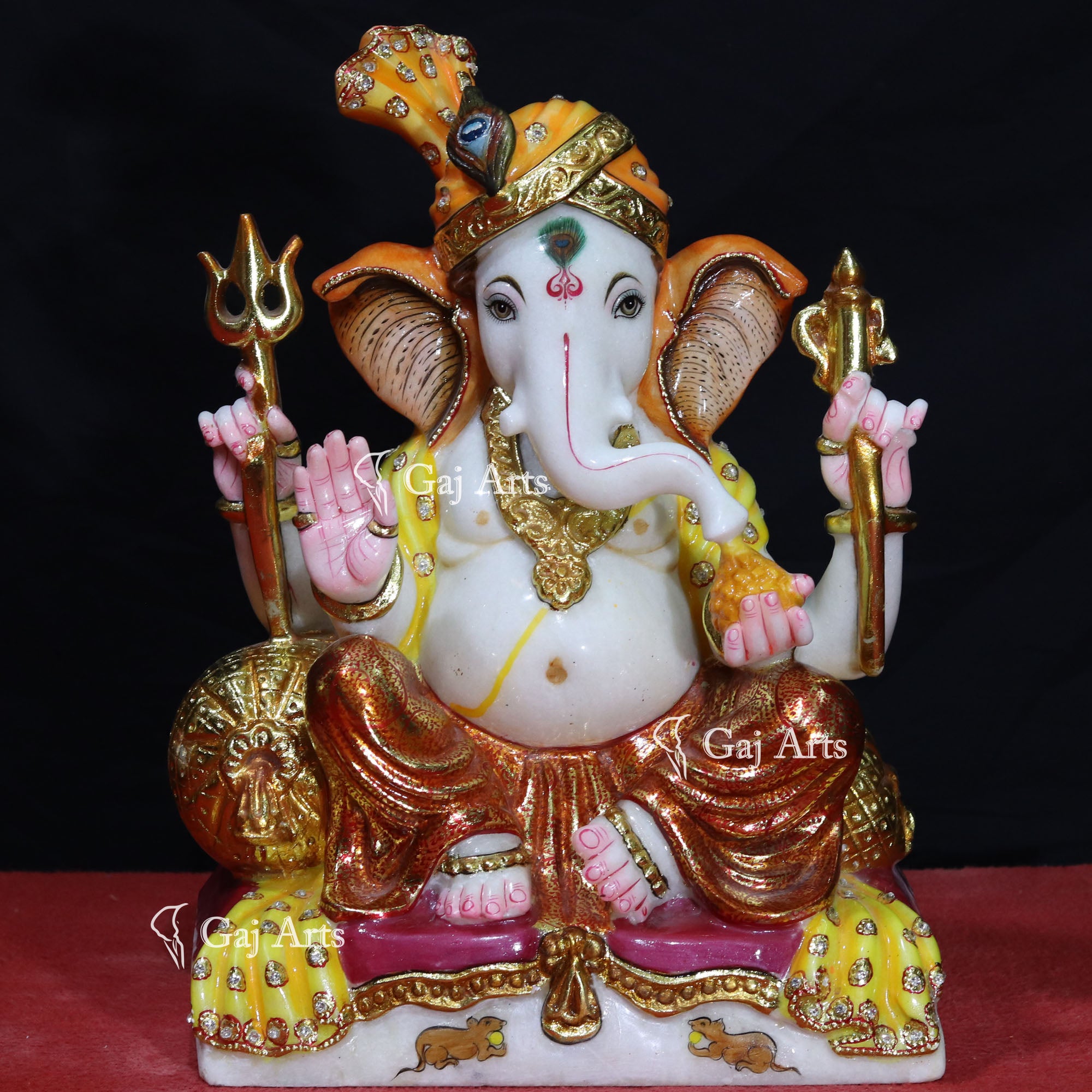 White Makrana Marble Ganesh Murti | 18 Inch