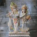 White Marble Ethiopia Radha Krishna Jodi Idol | 27 Inch