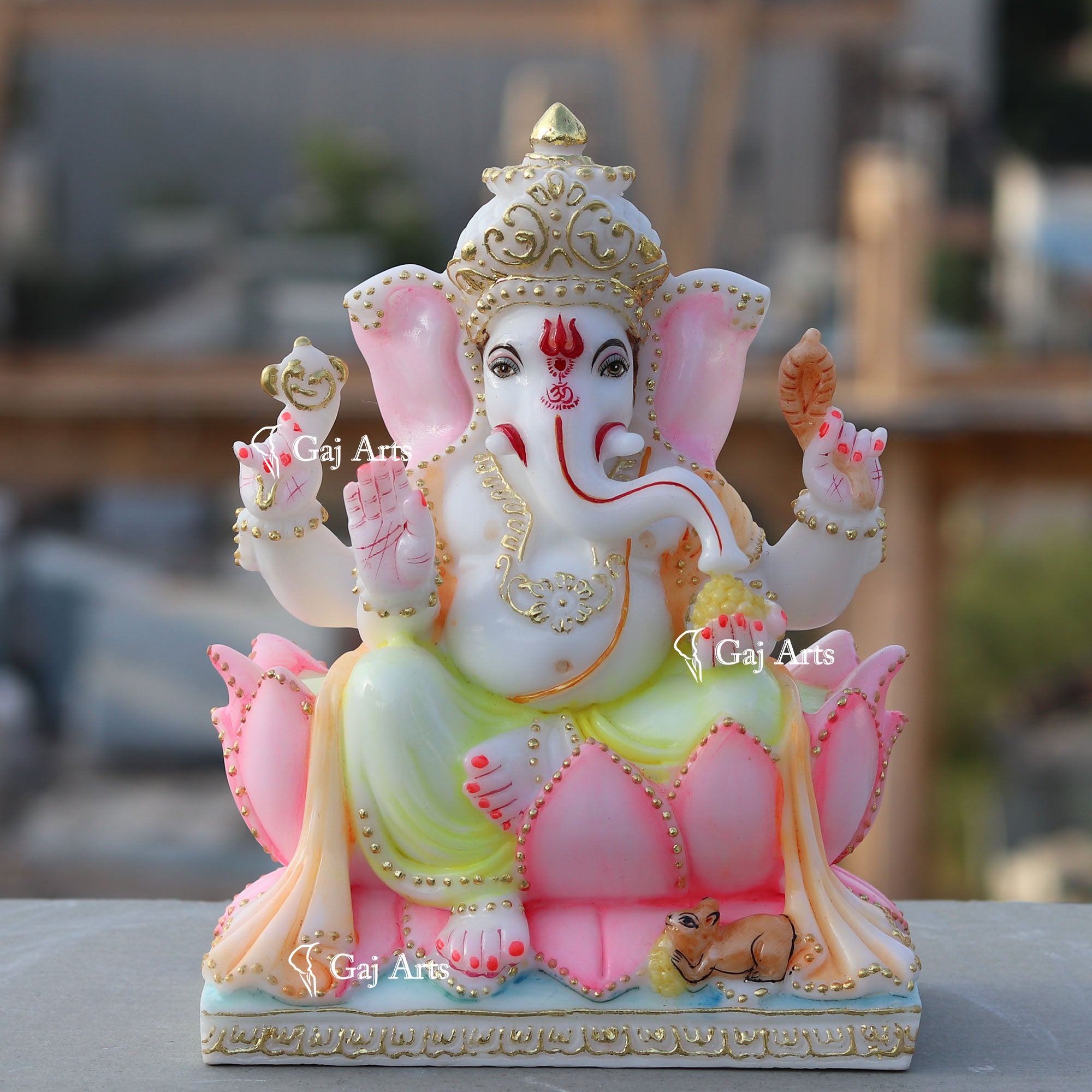White Marble  Ethiopia Ganesh Murti | 9 Inch