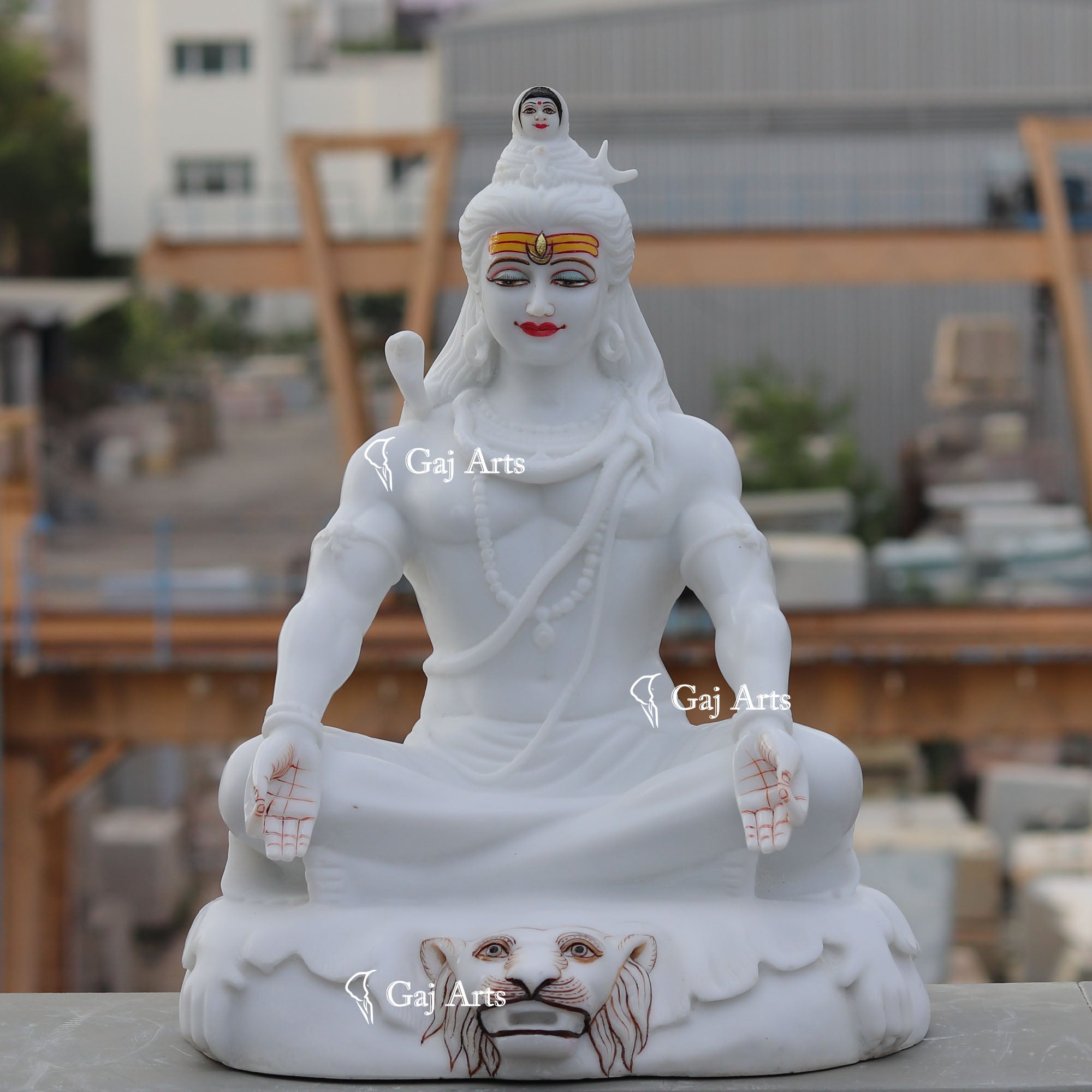 White Marble Ethiopia Shiva Statue | 18 Inch