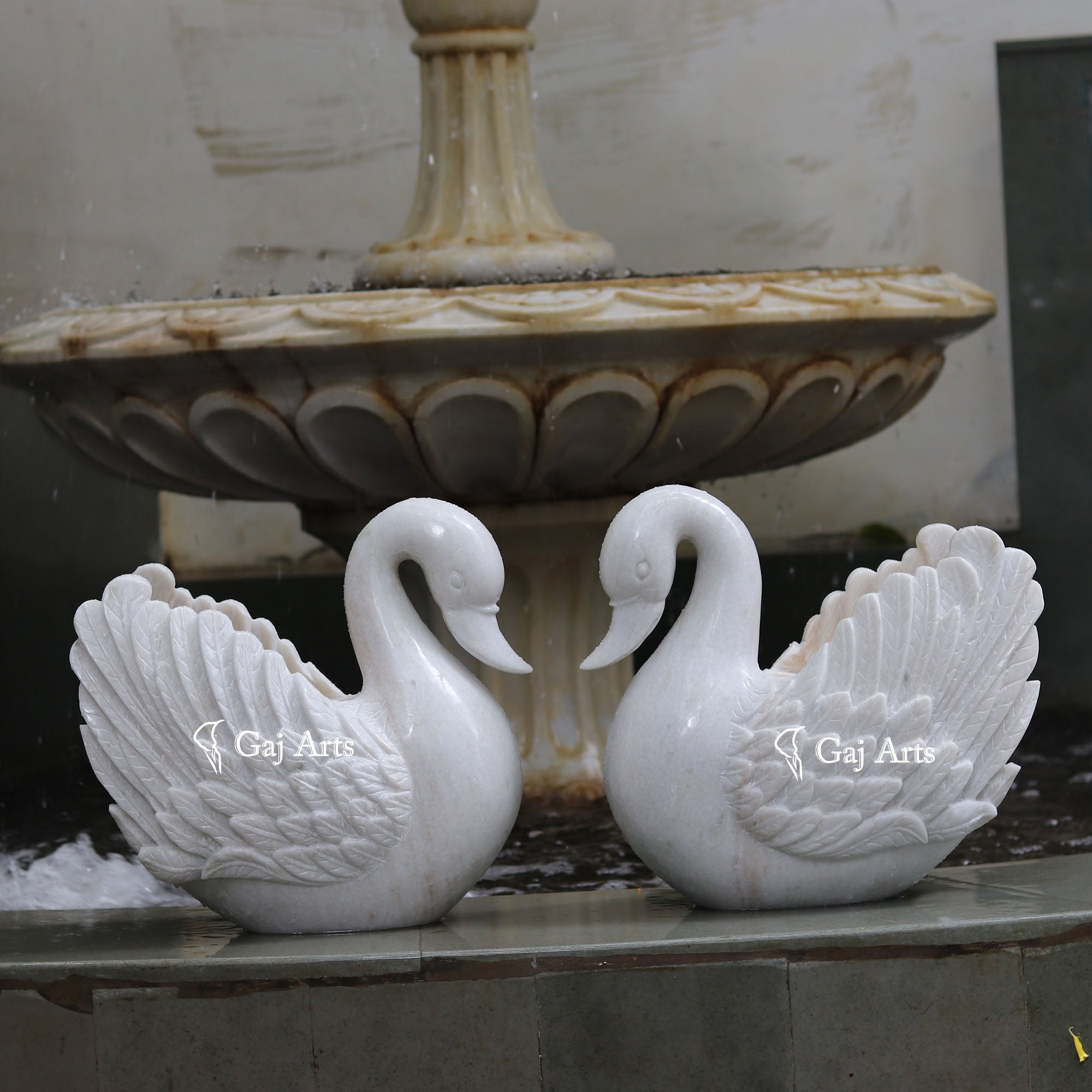 White Marble Decorative Planter | 15 Inch