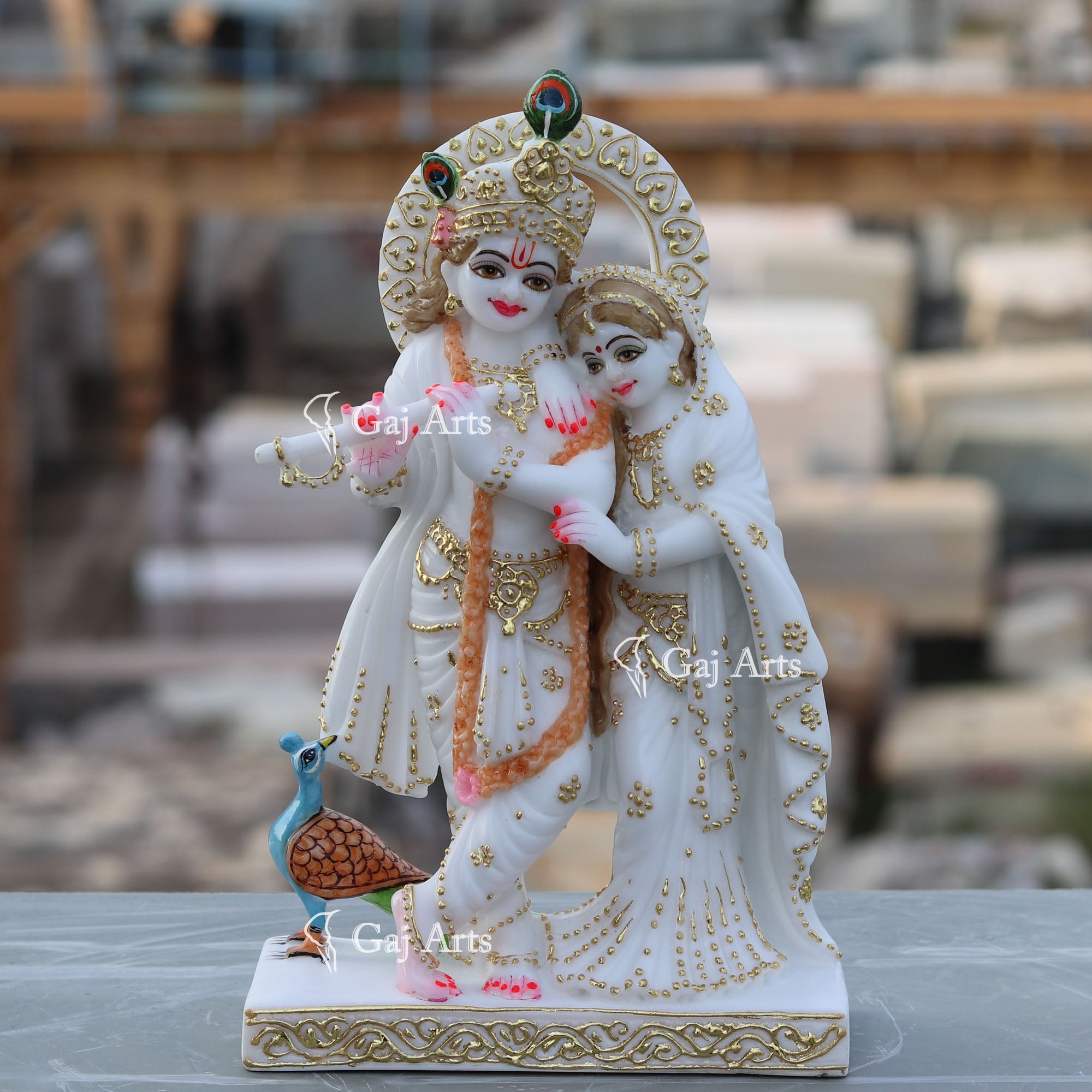 White Marble Radha Krishna Jodi | 12 Inch