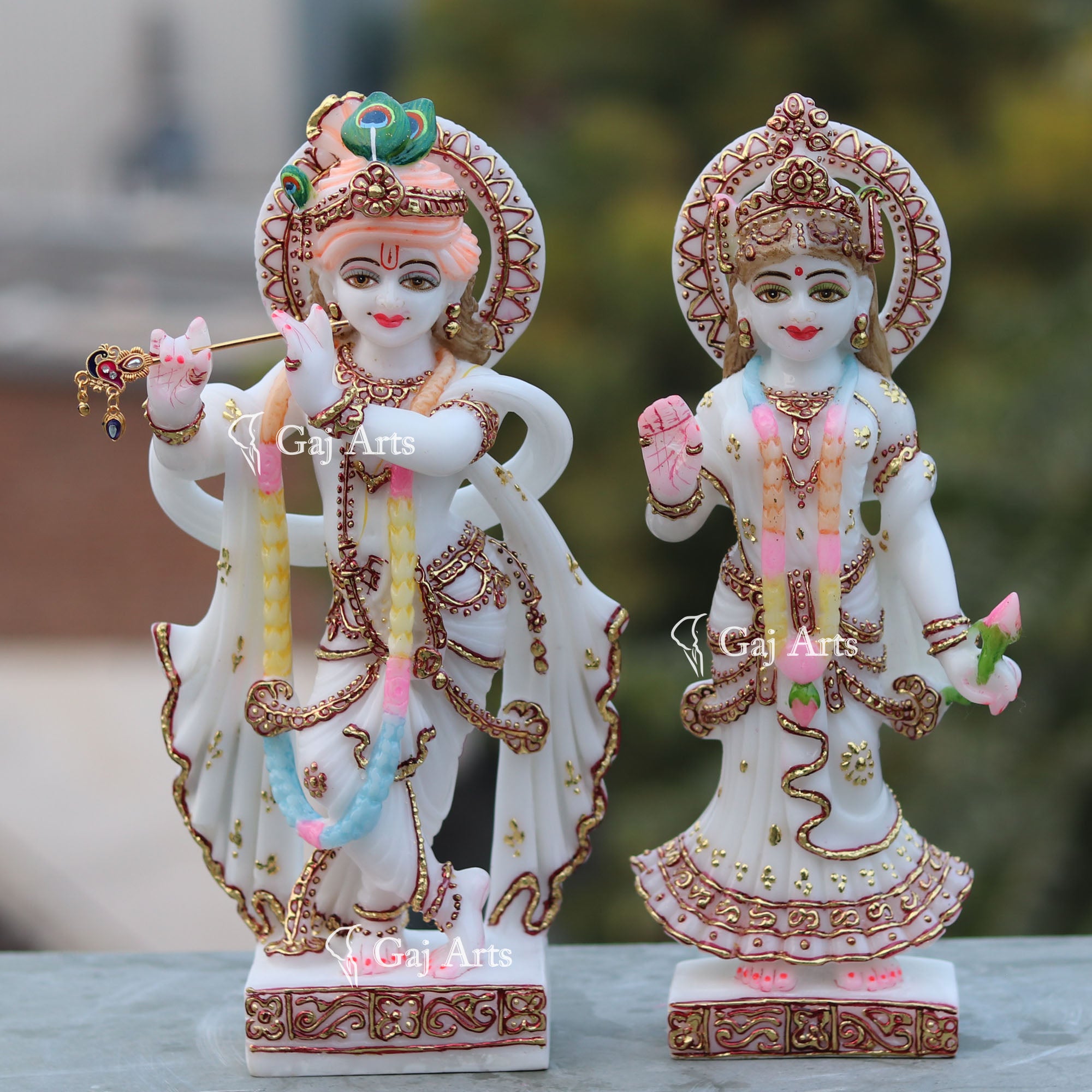 White Marble Radha Krishna Jodi | 12 Inch