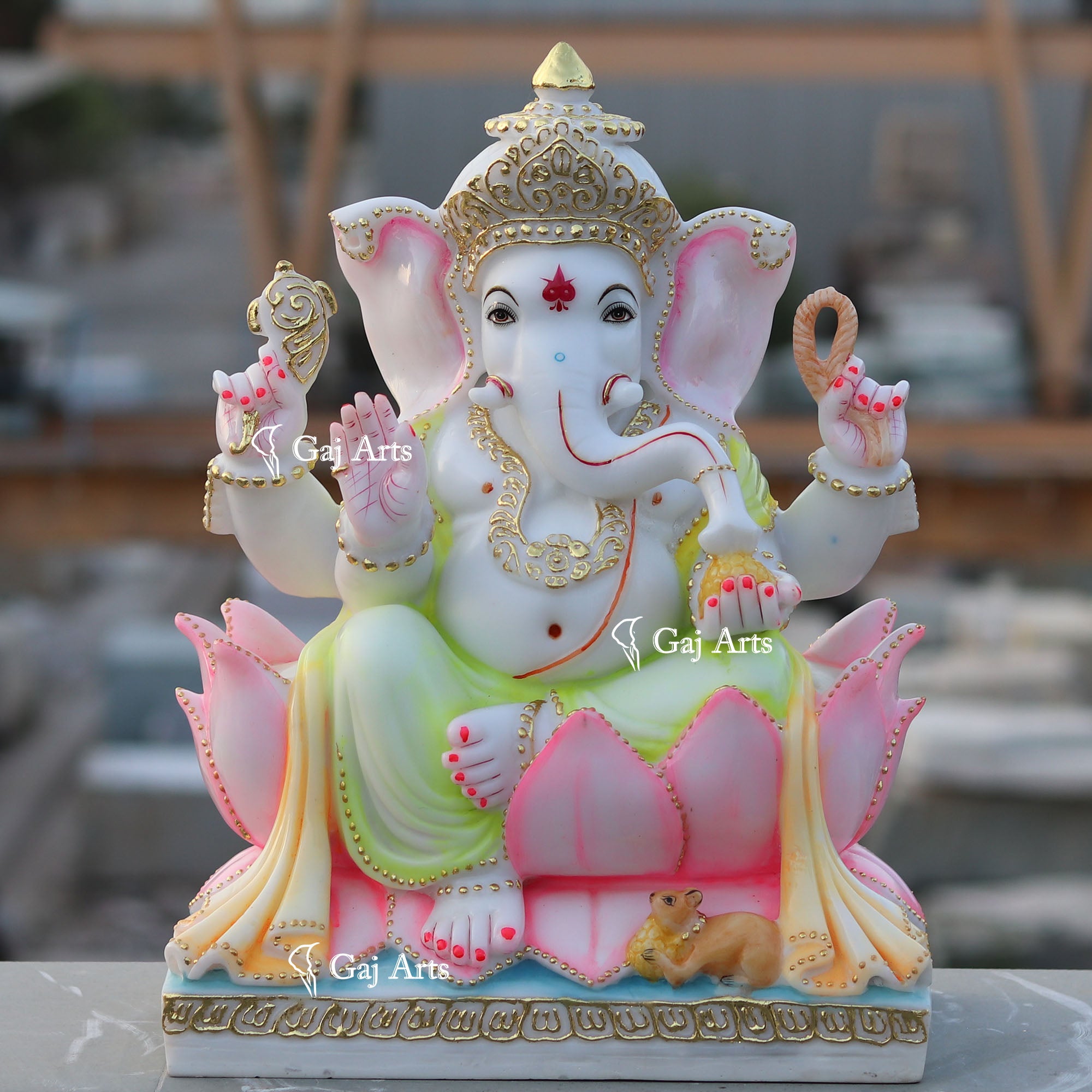 White Marble Ethiopia Ganesh Idol | 18 Inch