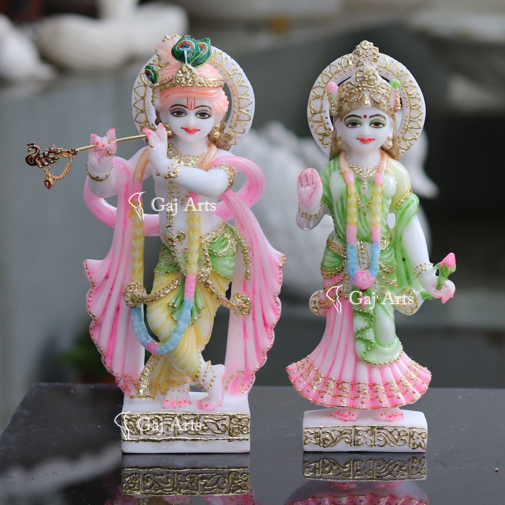 Marble Powder Radha Krishna Jodi | 12 Inch