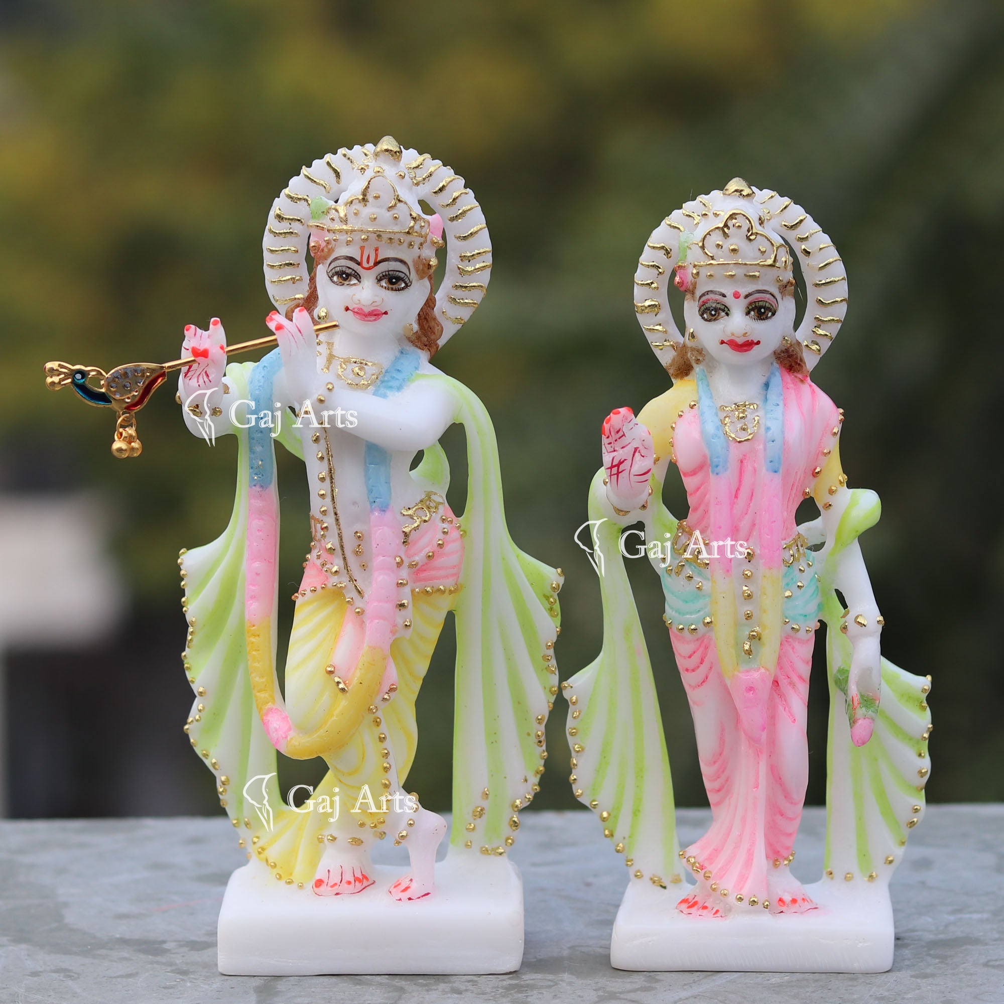Elegant Marble Radha Krishna Idol | 7 Inch