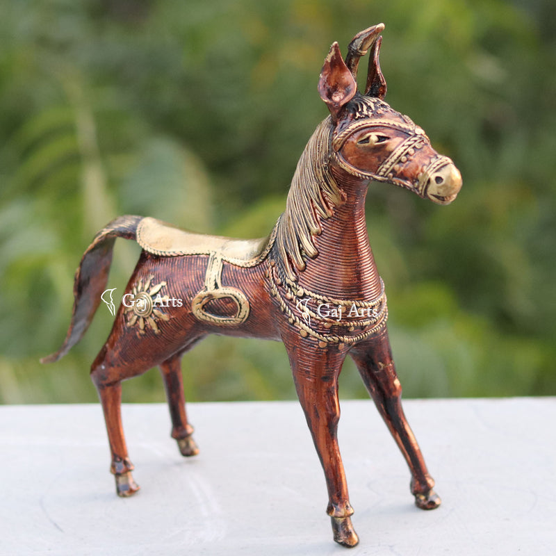 Dhokra Art Horse 8"