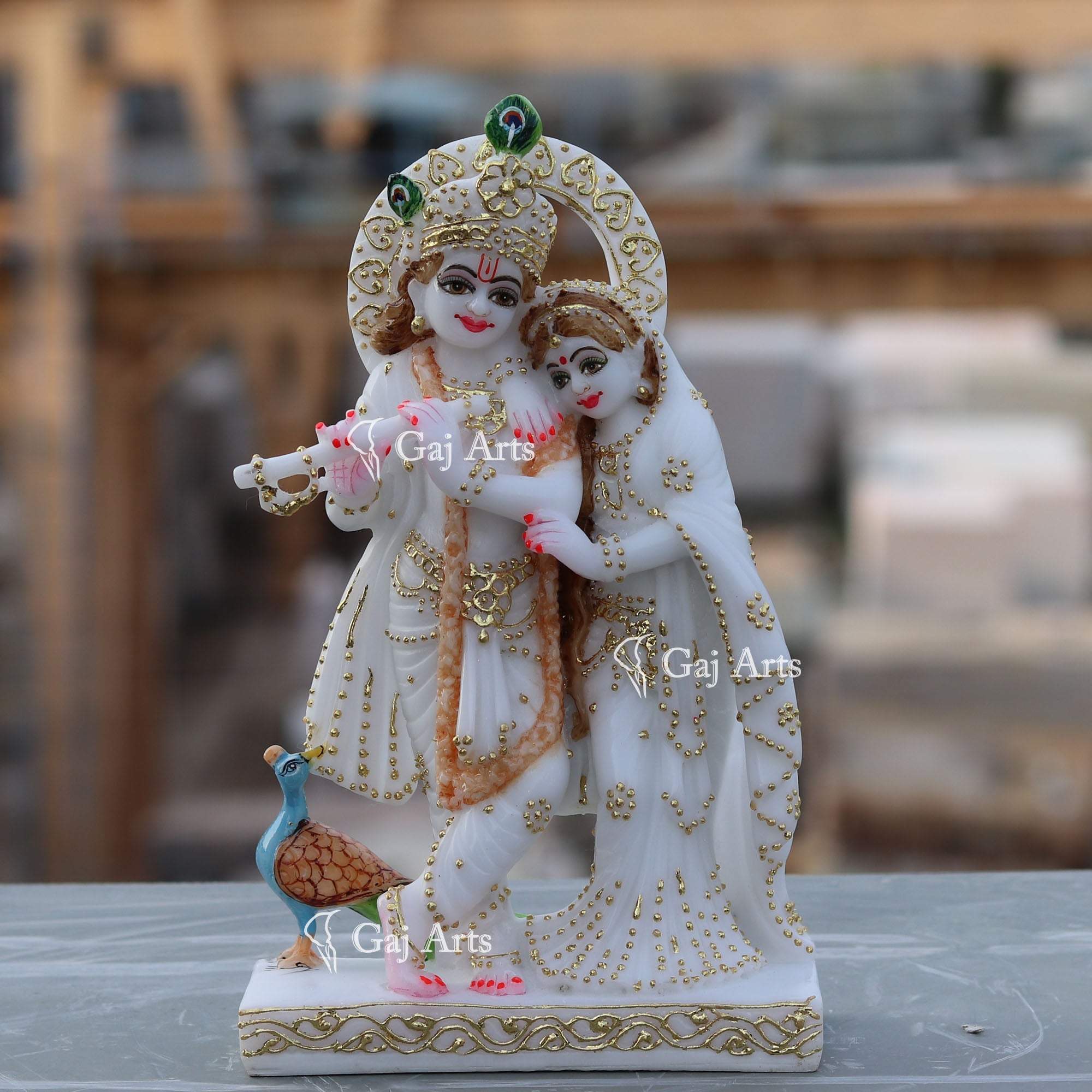 White Marble Ethiopia Radha Krishna Jodi | 9 Inch