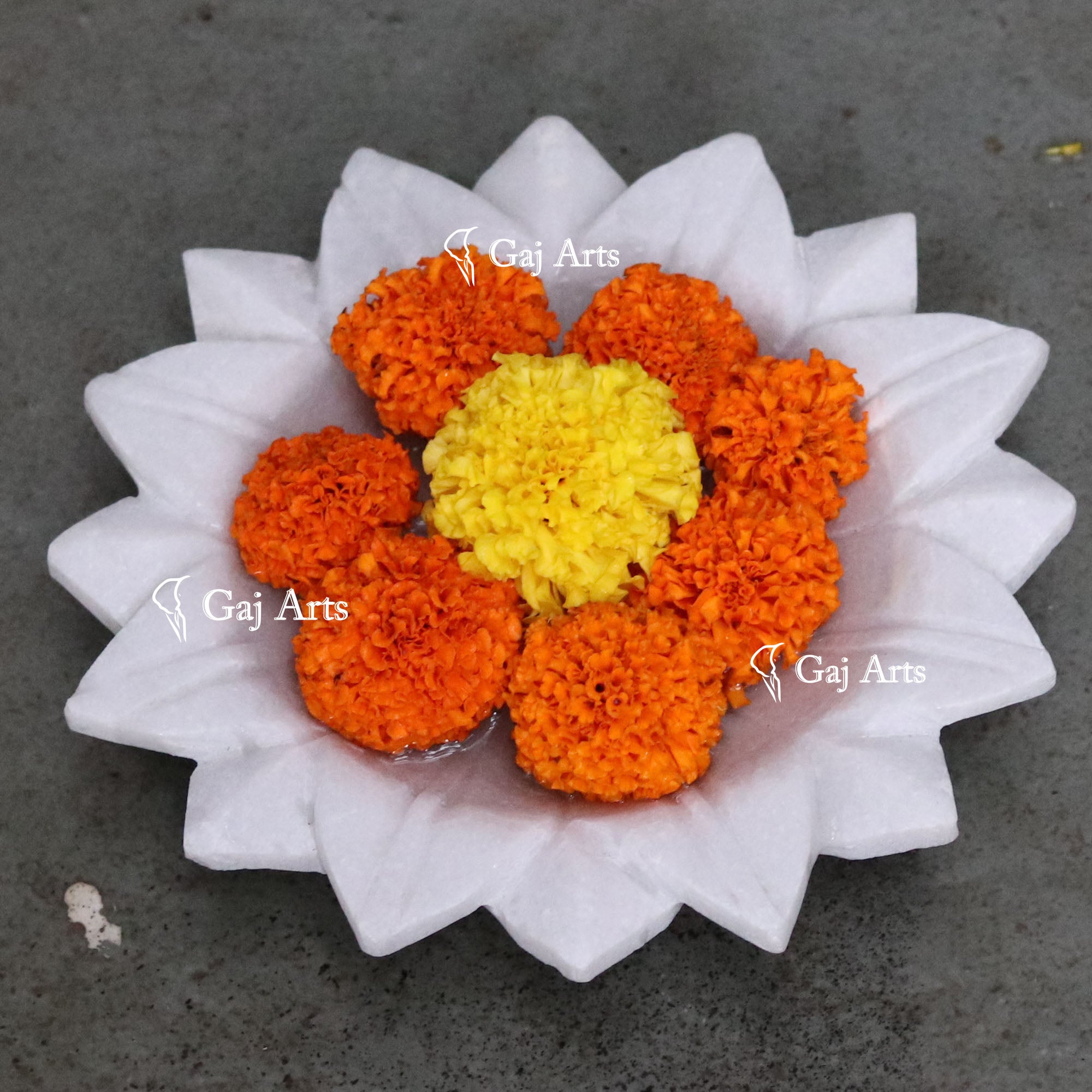 White Marble Refined Flower Bowl | 9 Inch