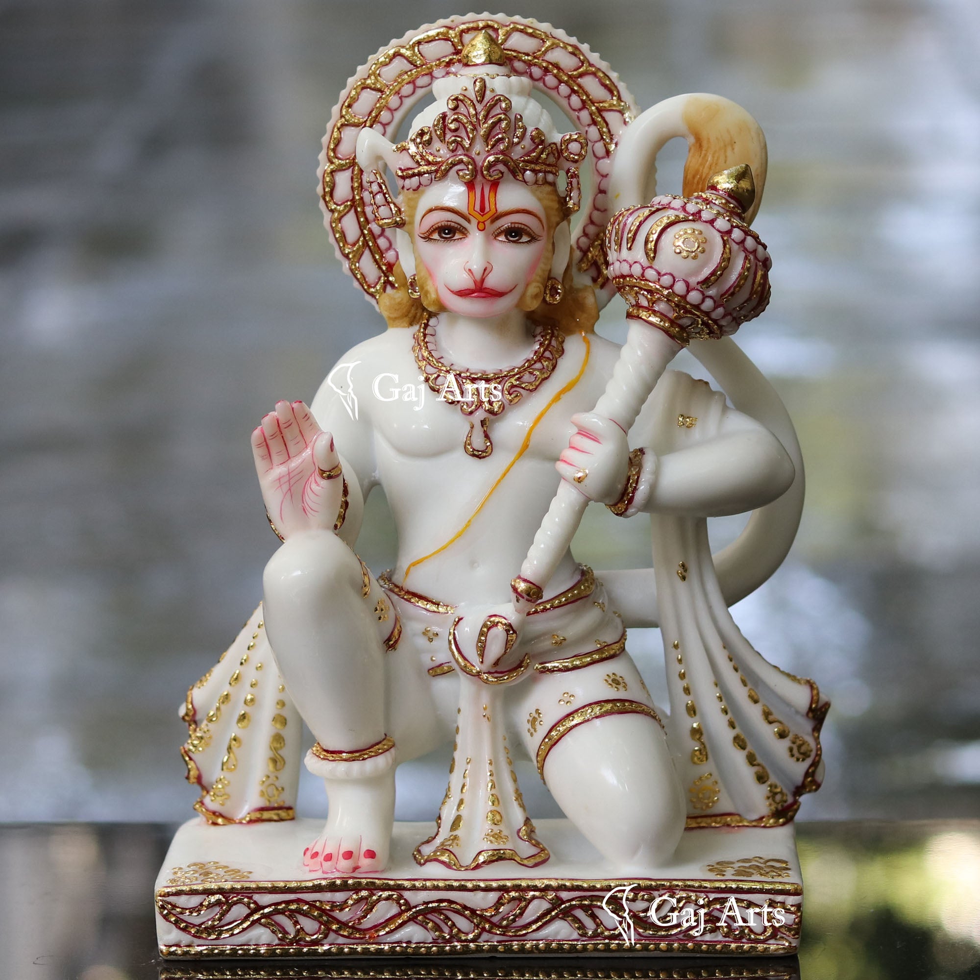 White Ethiopia Marble Hanuman Ji Idol | 12 Inch