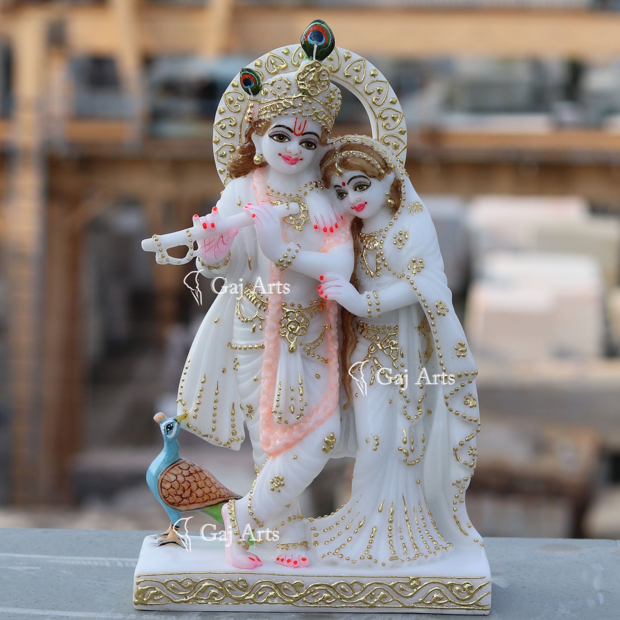White Marble Radha Krishna Jodi | 12 Inch