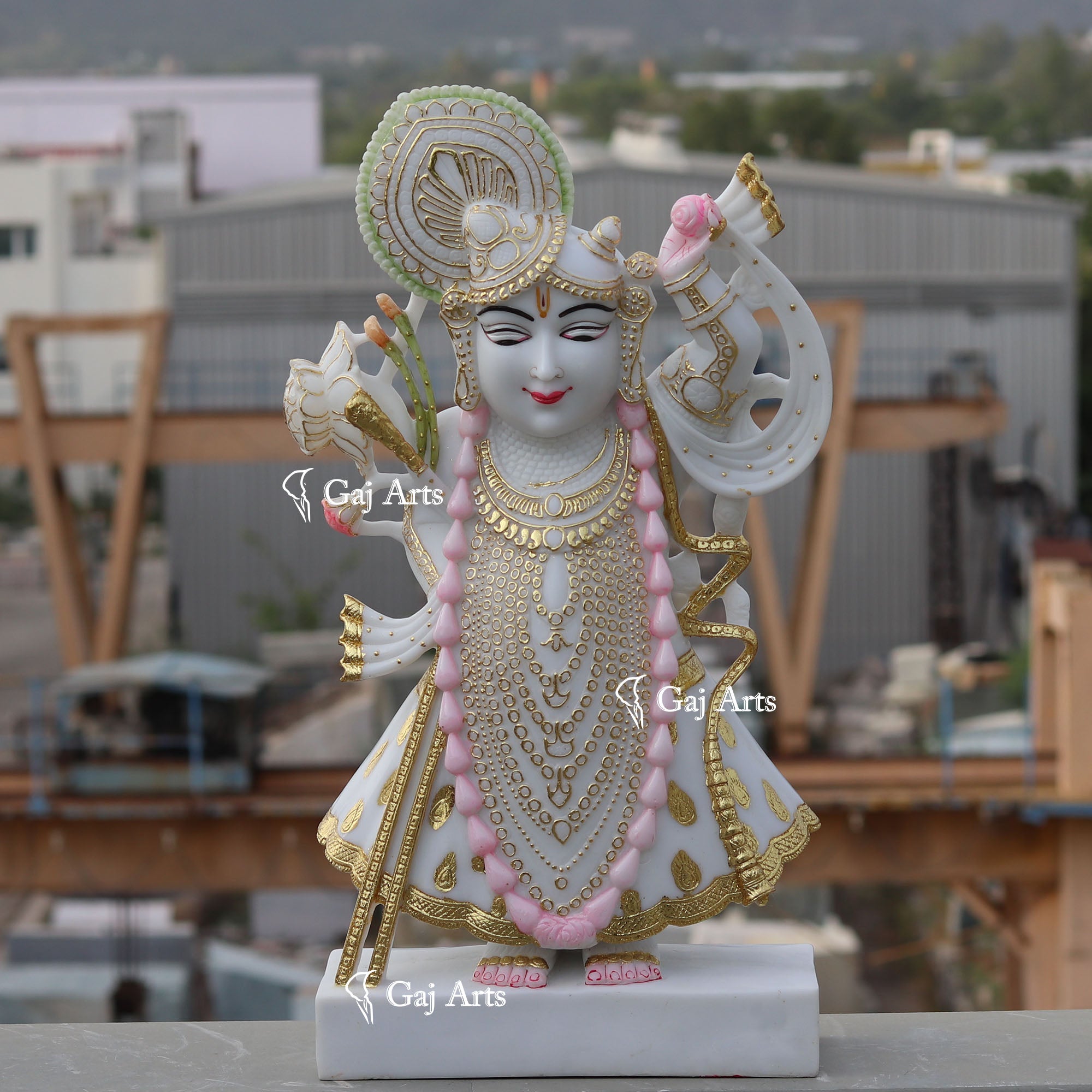 White Ethiopia Marble Shreenath Ji Statue | 24 Inch