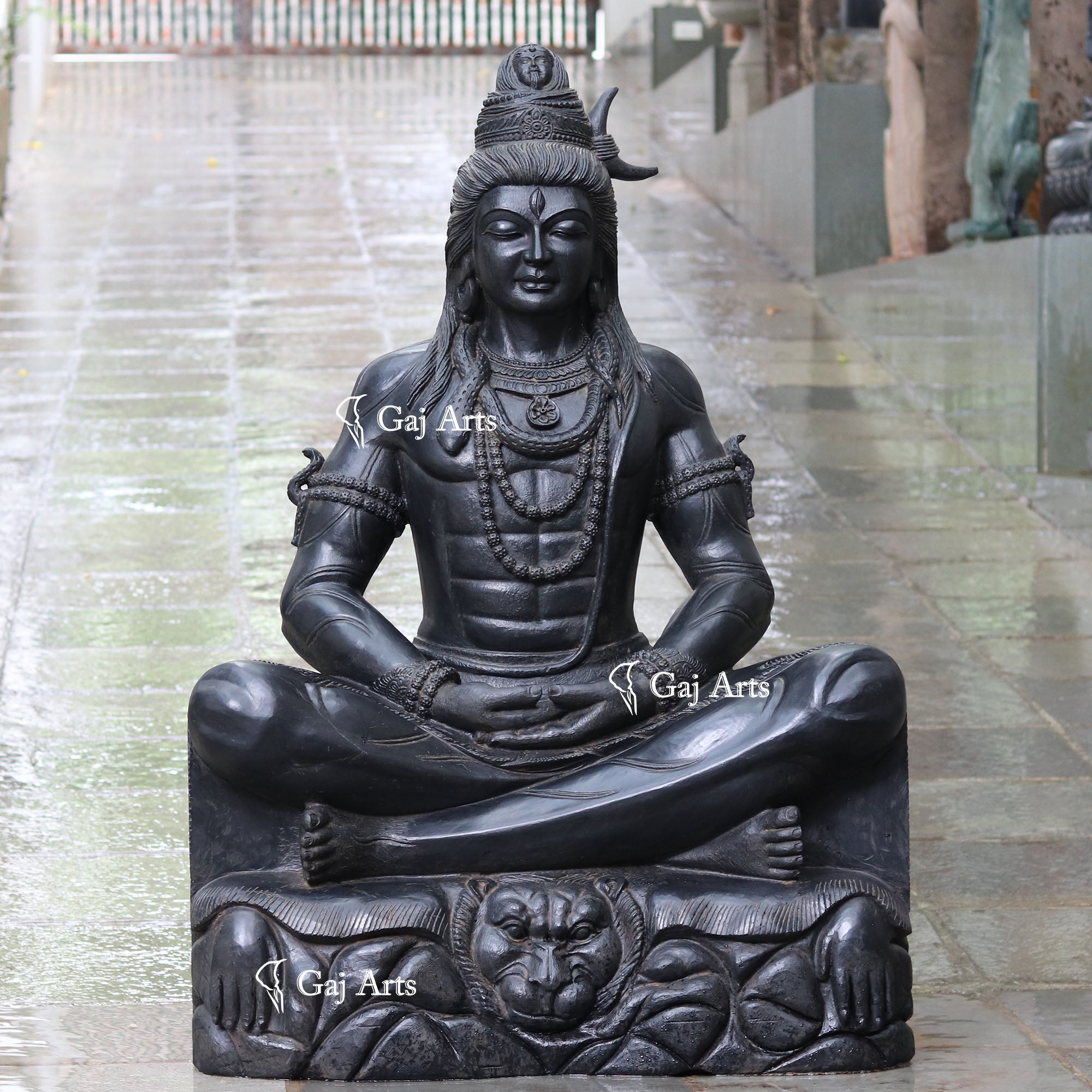 Black Marble Shiva Statue | 60 Inch
