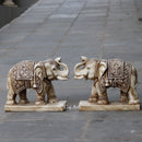 White Marble Elephant Idol | 18 Inch