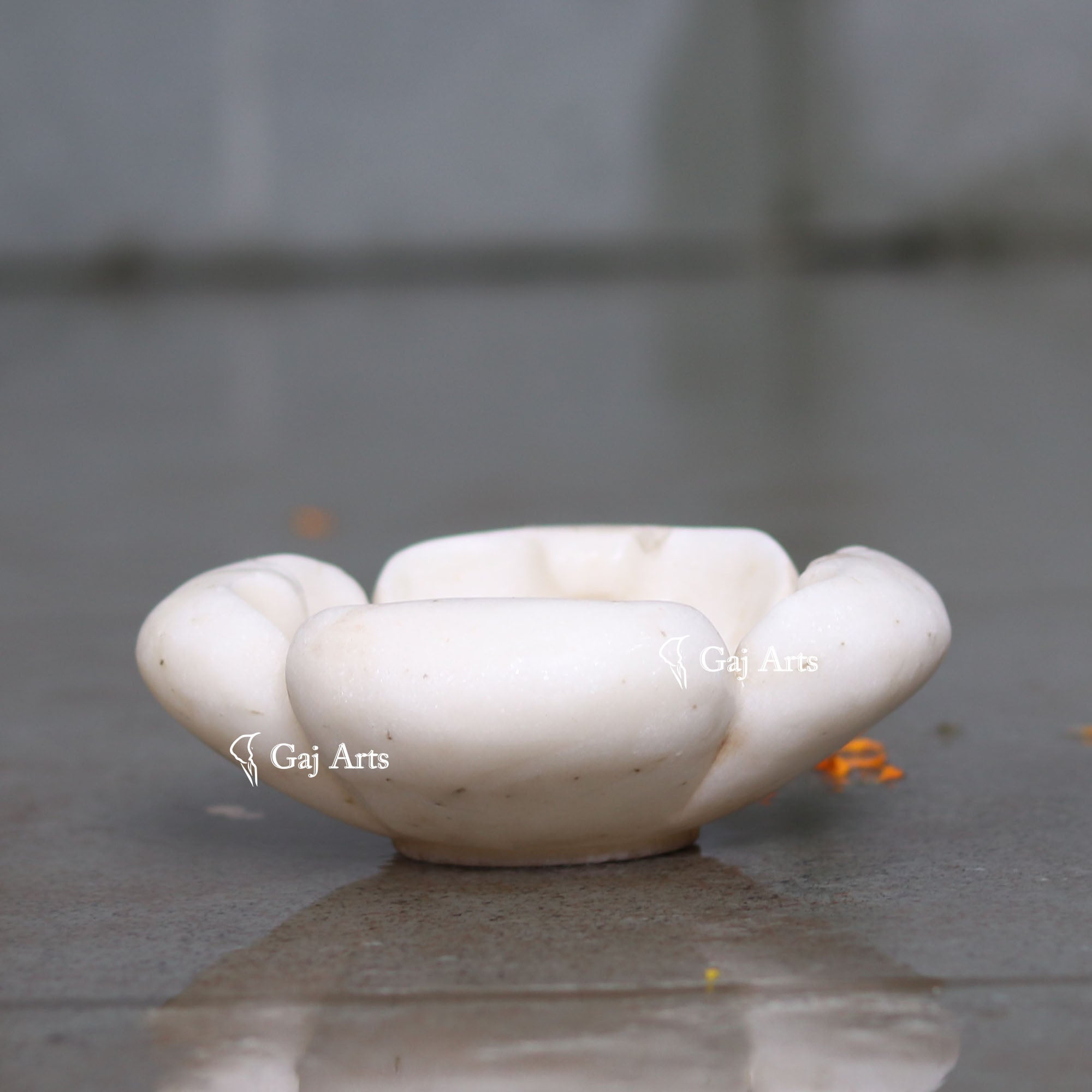 White Marble Designer Flower Bowl | 6 Inch