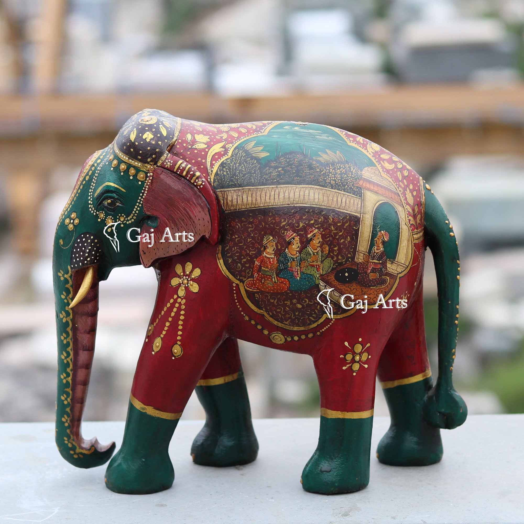 Hand-Carved Wooden Elephant Sculpture | 12 Inch