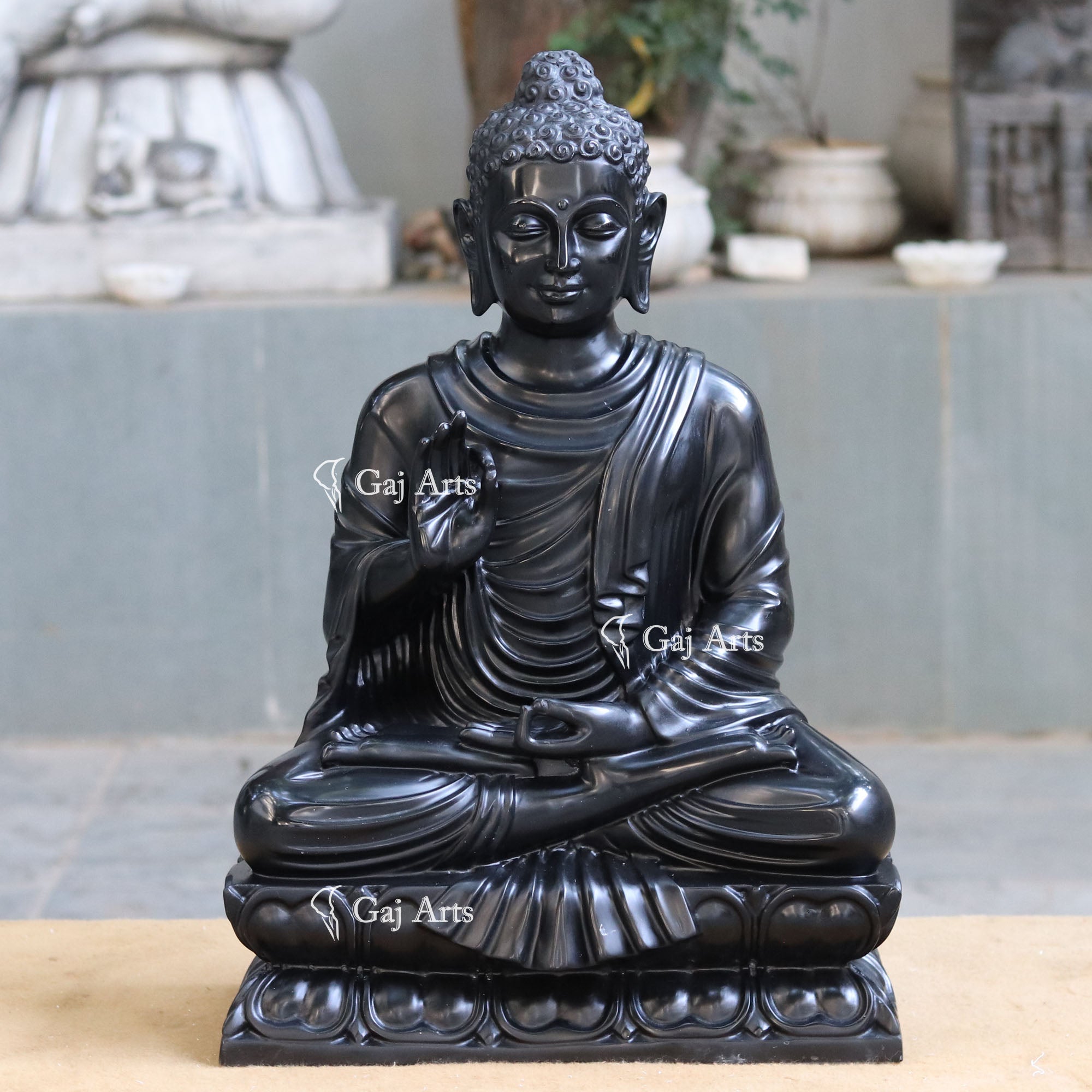 Black Marble Buddha Statue | 30 Inch