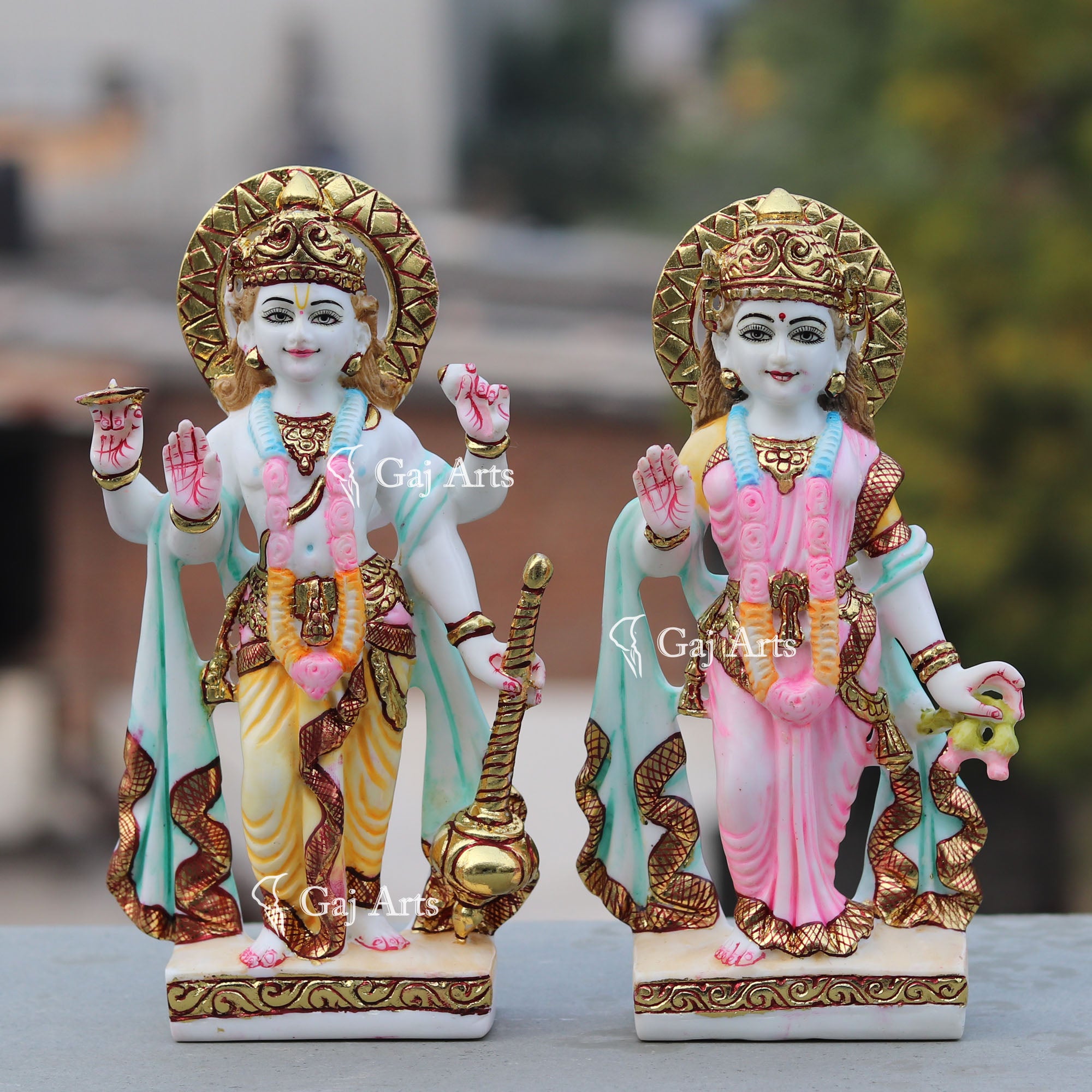 Makrana Marble Lakshmi Narayan Idol | 9 Inch