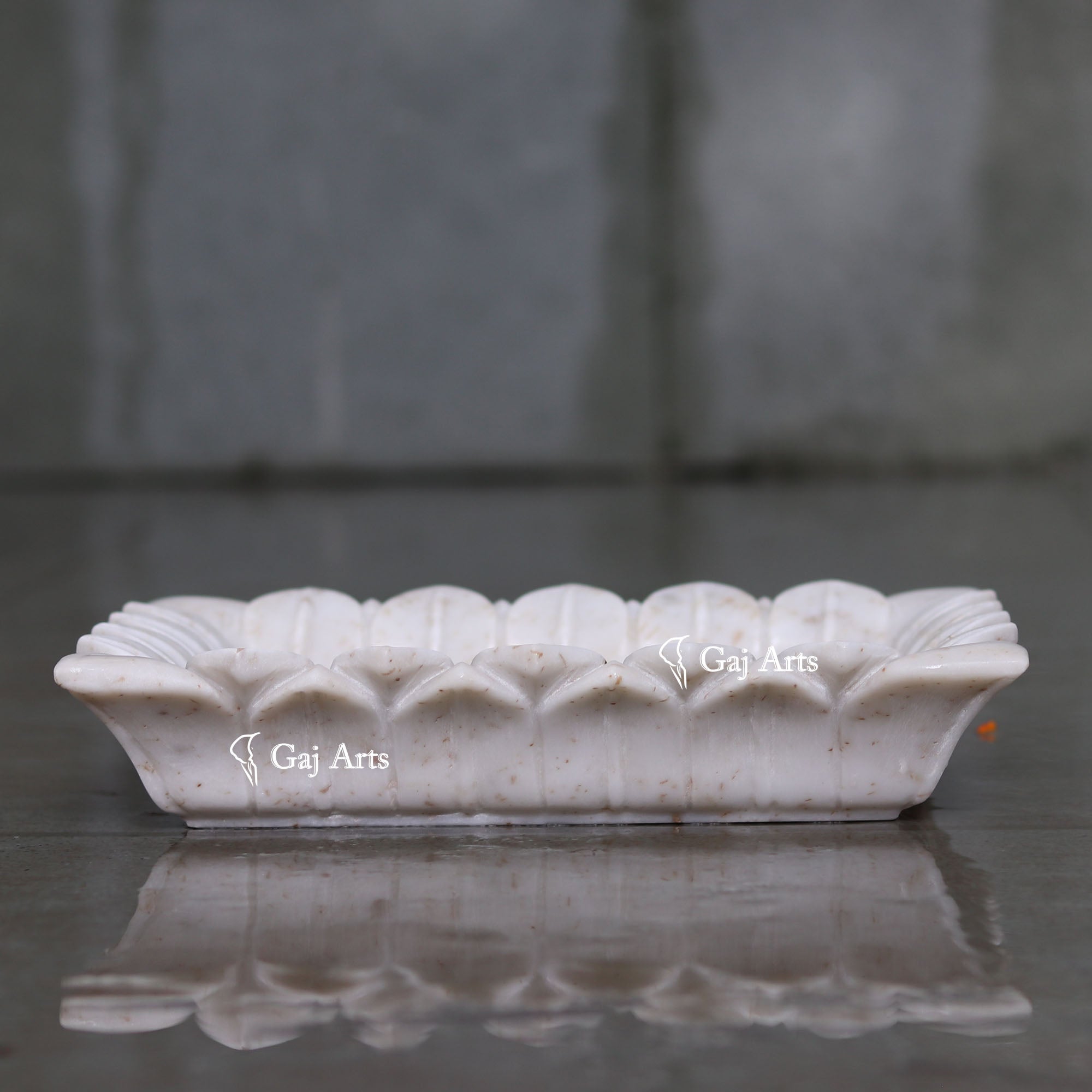 White Marble Elegant Floral Center Bowl | 12 Inch